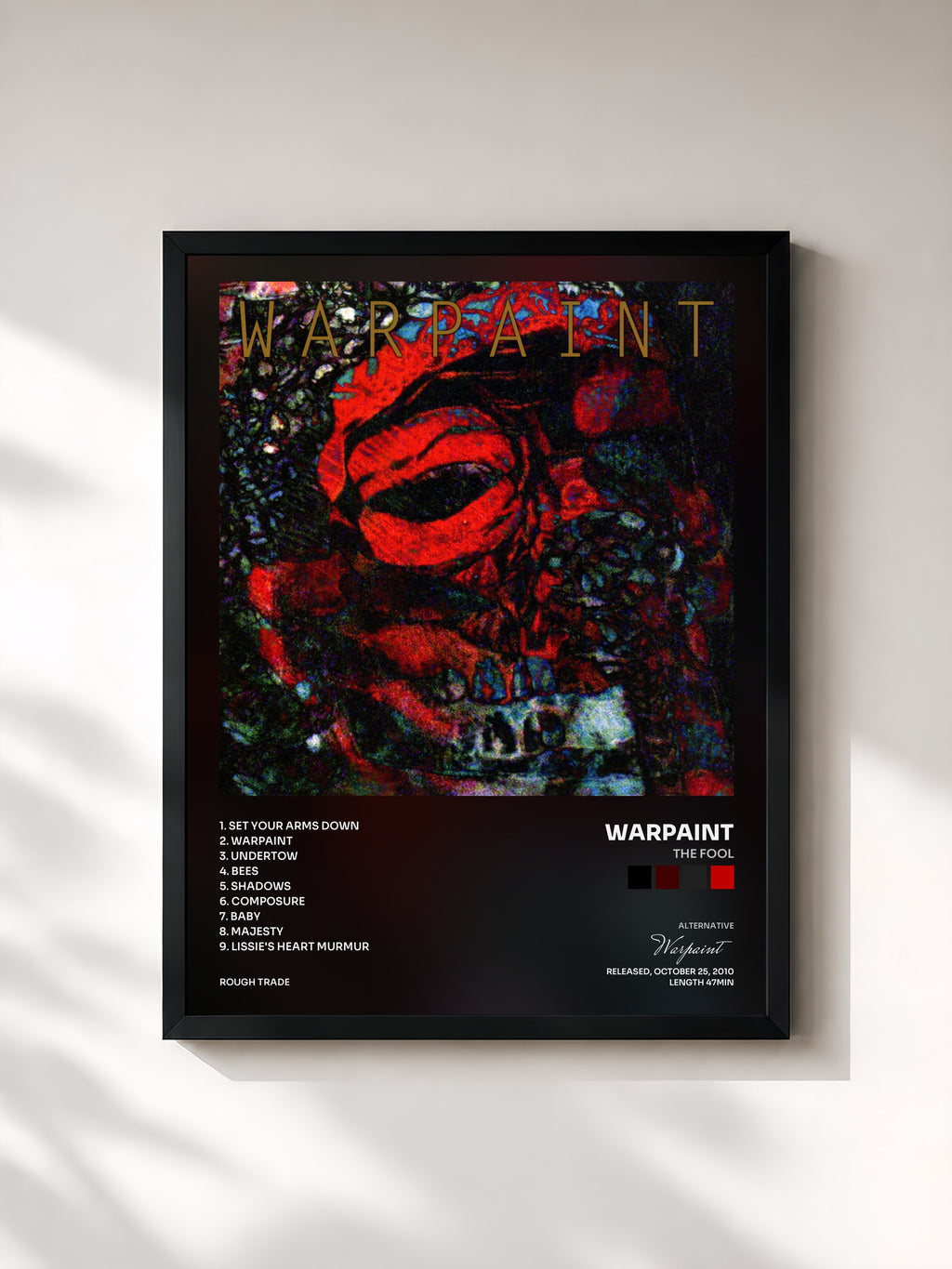 #noir Tableau de l'album The Fool de Warpaint, cadre noir, imprimé et encadré en France