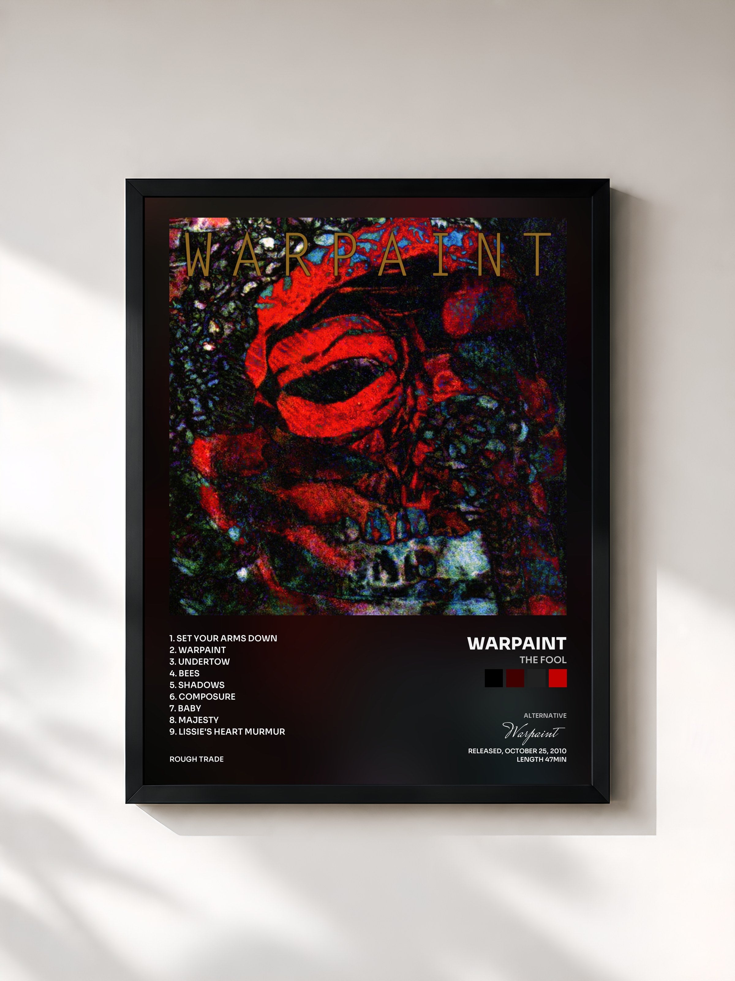 #noir Tableau de l'album The Fool de Warpaint, cadre noir, imprimé et encadré en France