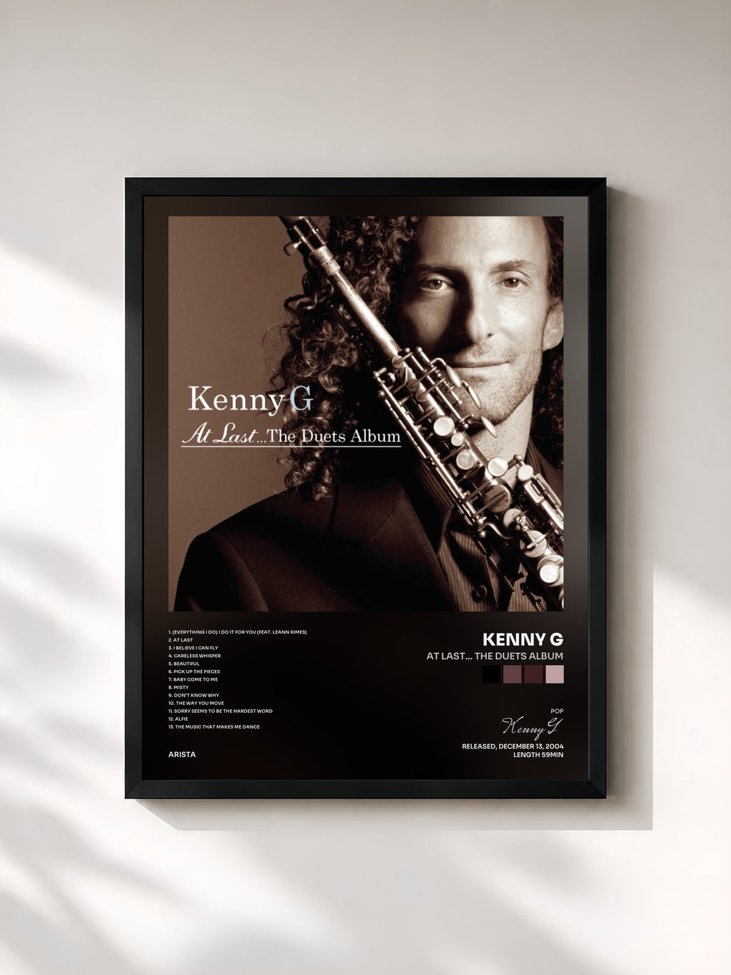 #noir Tableau de l'album At Last... The Duets Album de Kenny G, cadre noir, imprimé et encadré en France