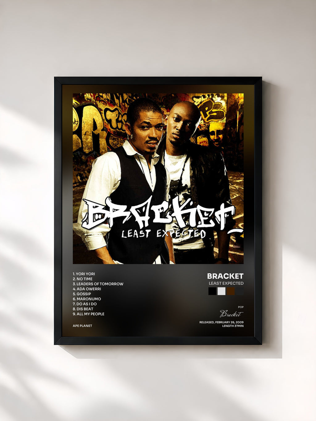 #noir Tableau de l'album Least Expected de Bracket, cadre noir, imprimé et encadré en France