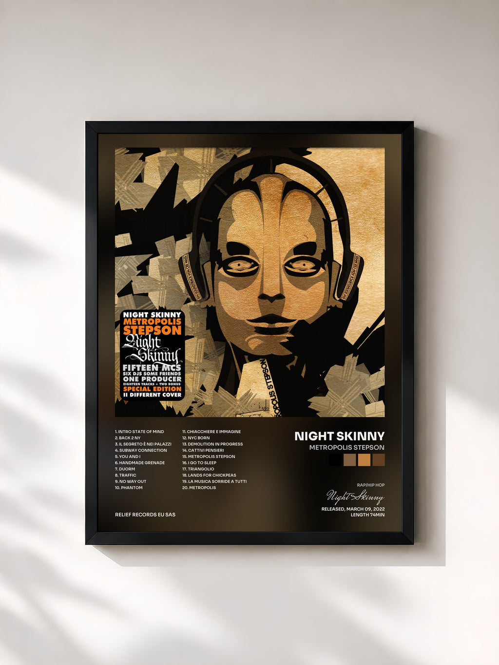 #noir Tableau de l'album Metropolis Stepson de Night Skinny, cadre noir, imprimé et encadré en France