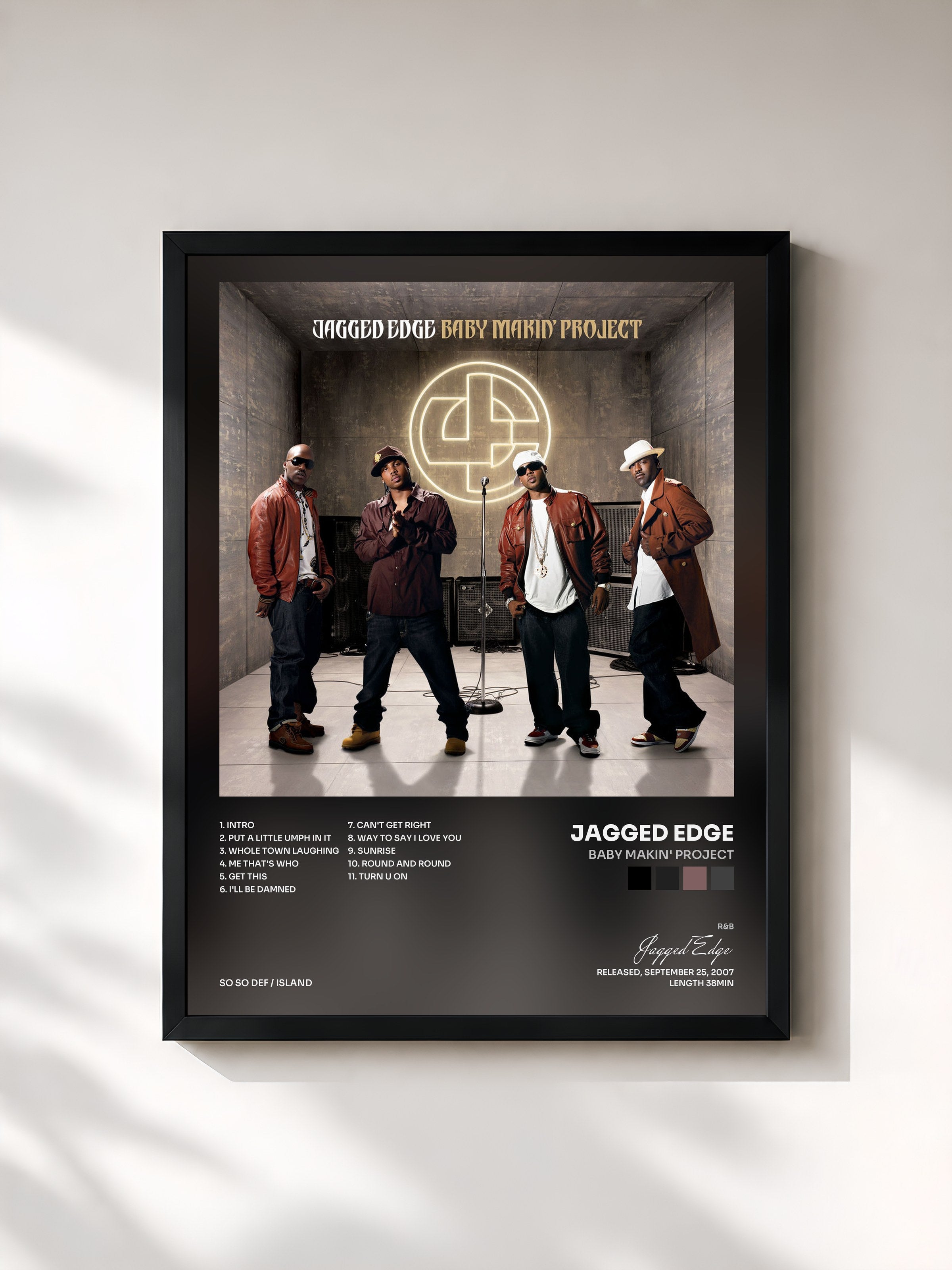 #noir Tableau de l'album Baby Makin' Project de Jagged Edge, cadre noir, imprimé et encadré en France