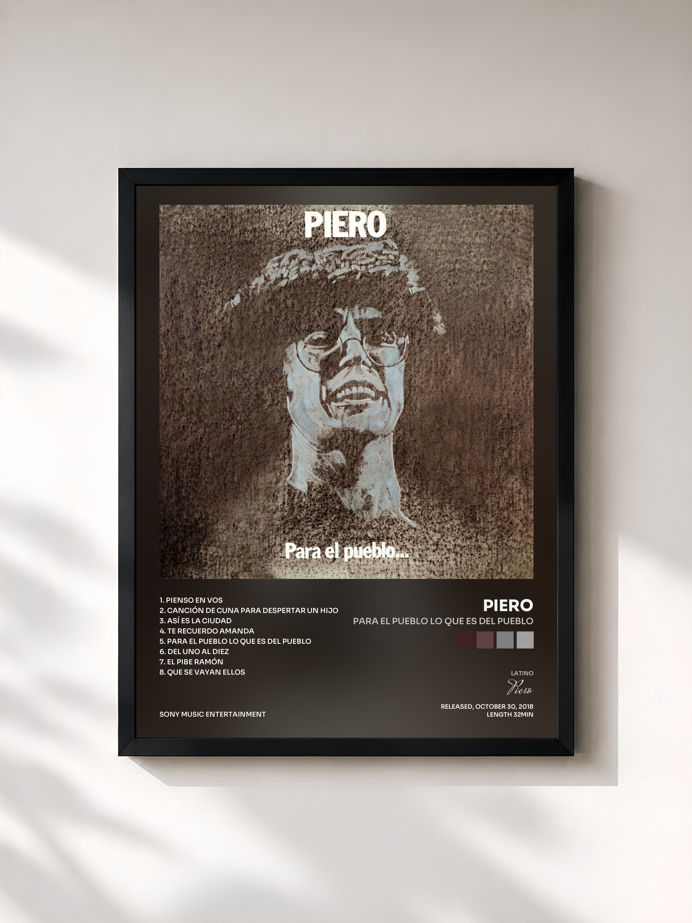 #noir Tableau de l'album Para el Pueblo lo Que Es del Pueblo de Piero, cadre noir, imprimé et encadré en France