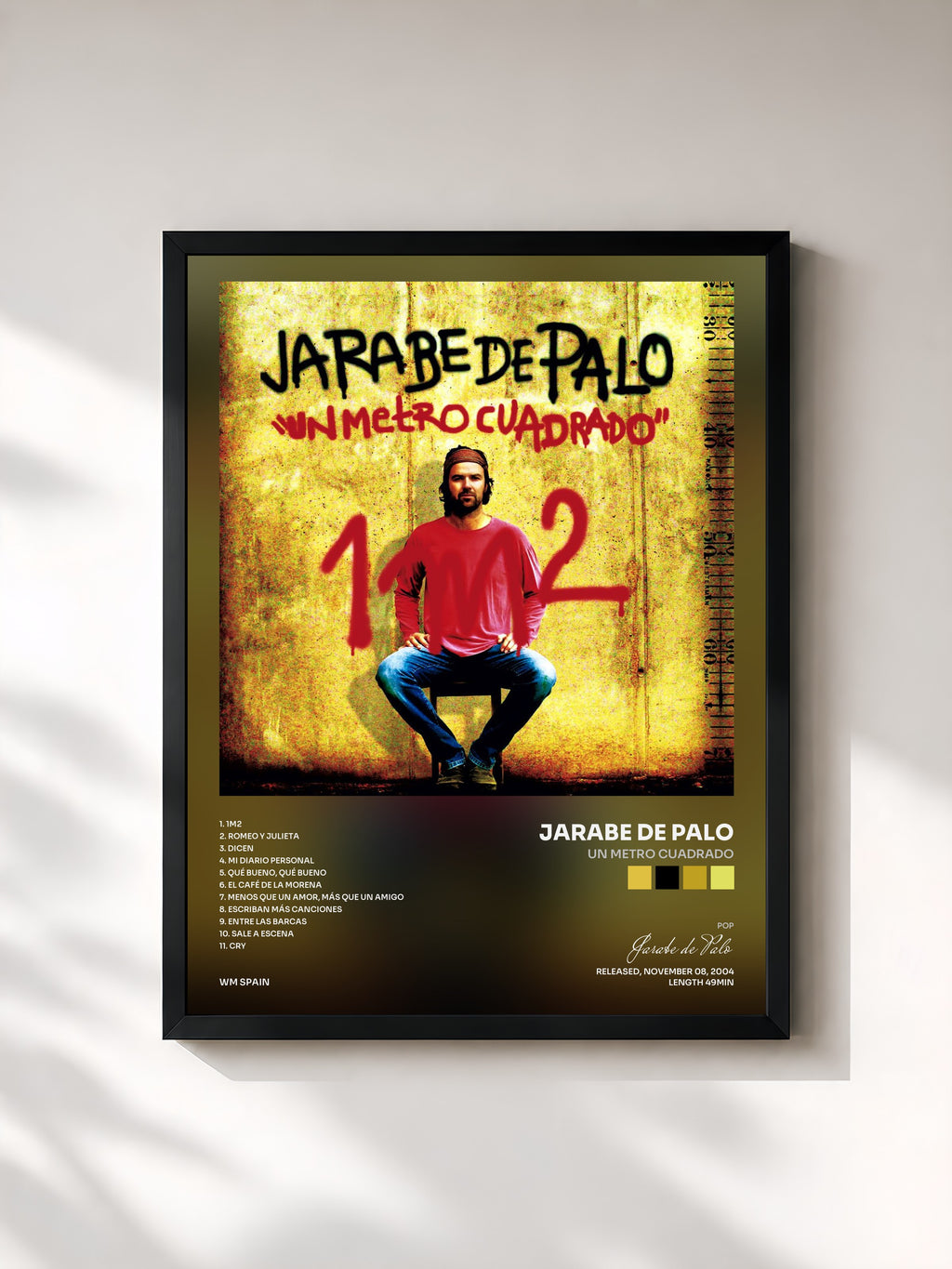 #noir Tableau de l'album Un metro cuadrado de Jarabe de Palo, cadre noir, imprimé et encadré en France