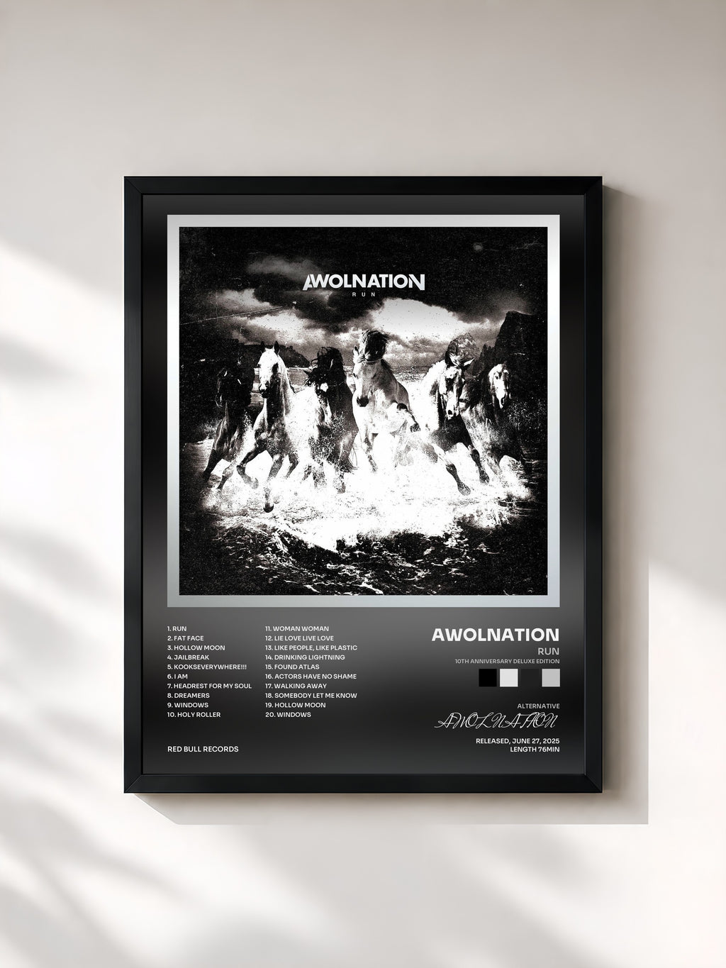 #noir Tableau de l'album Run (10th Anniversary Deluxe Edition) de AWOLNATION, cadre noir, imprimé et encadré en France