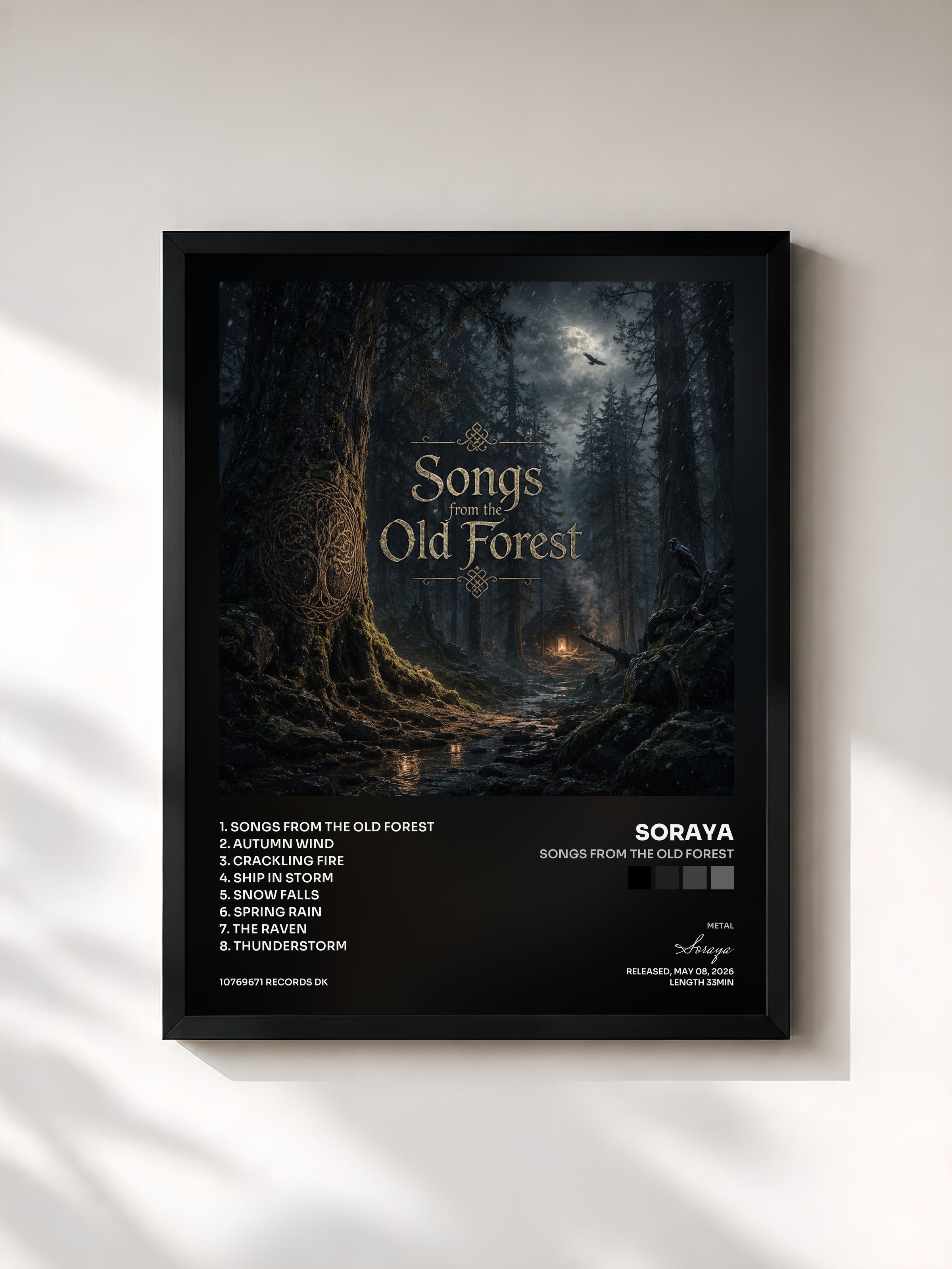 #noir Tableau de l'album Songs from the Old Forest de Soraya, cadre noir, imprimé et encadré en France