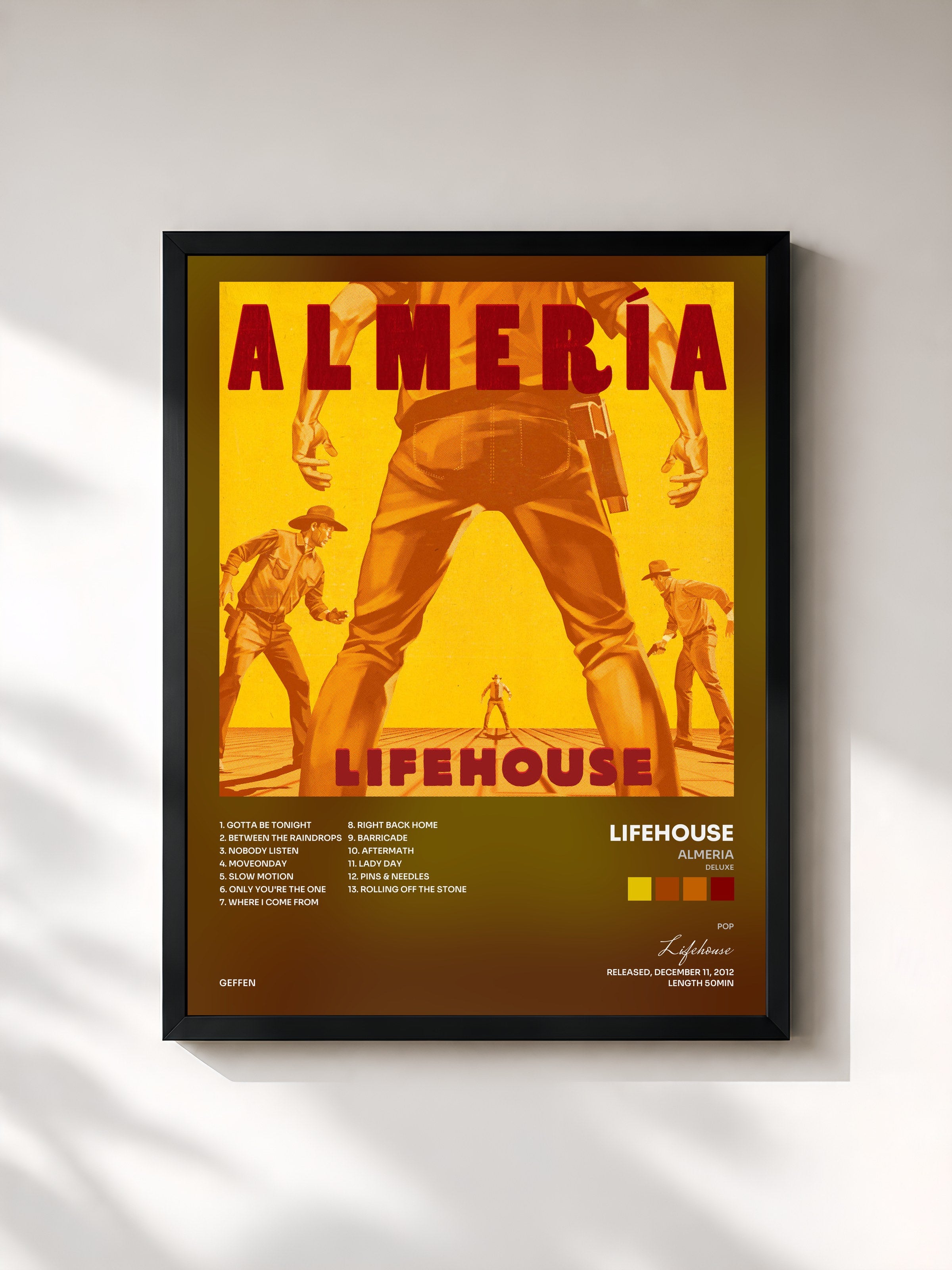 #noir Tableau de l'album Almeria (Deluxe) de Lifehouse, cadre noir, imprimé et encadré en France