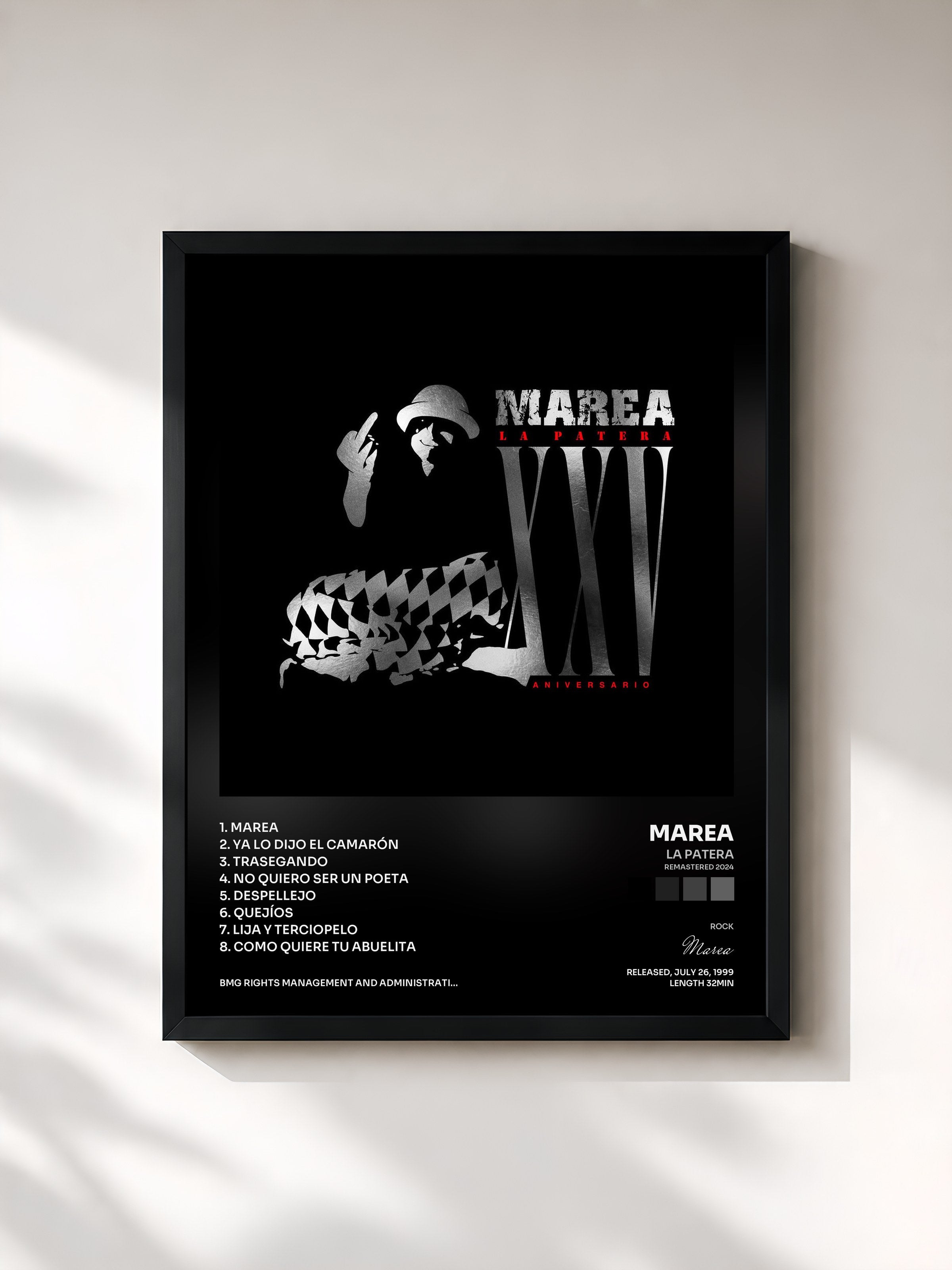 #noir Tableau de l'album La Patera (Remastered 2024) de Marea, cadre noir, imprimé et encadré en France