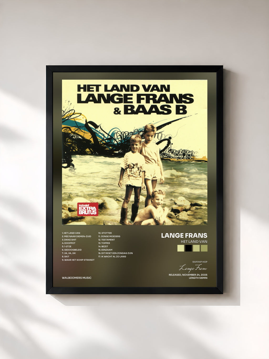 #noir Tableau de l'album Het Land Van de Lange Frans, cadre noir, imprimé et encadré en France