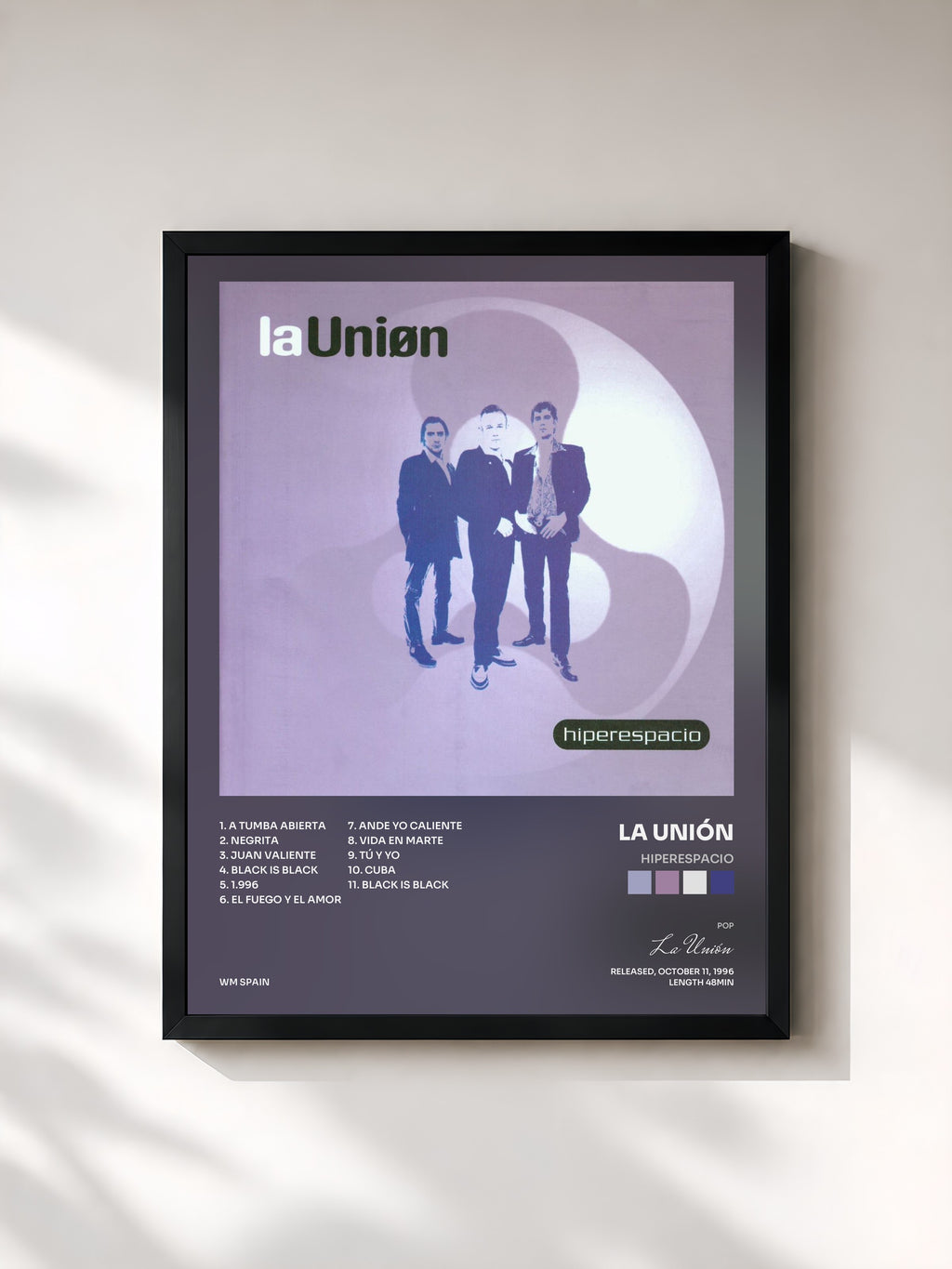 #noir Tableau de l'album Hiperespacio de La Unión, cadre noir, imprimé et encadré en France