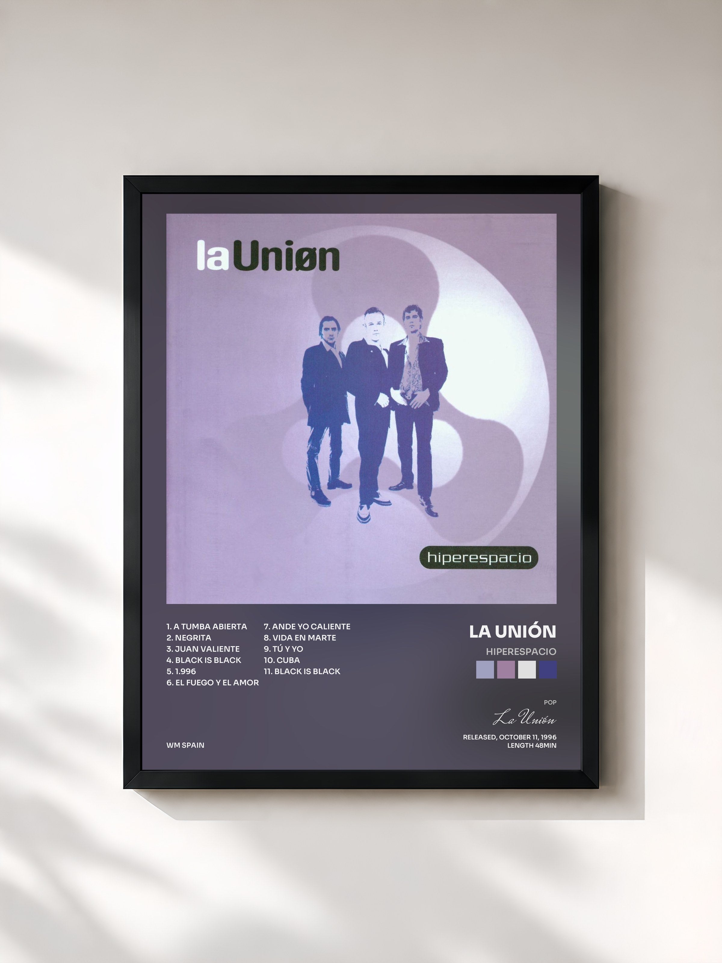 #noir Tableau de l'album Hiperespacio de La Unión, cadre noir, imprimé et encadré en France