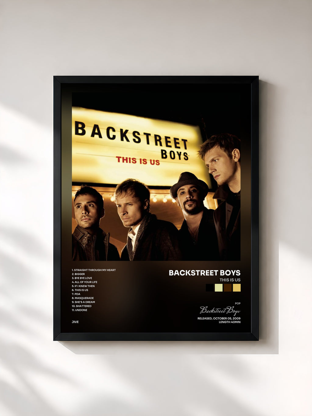#noir Tableau de l'album This Is Us de Backstreet Boys, cadre noir, imprimé et encadré en France