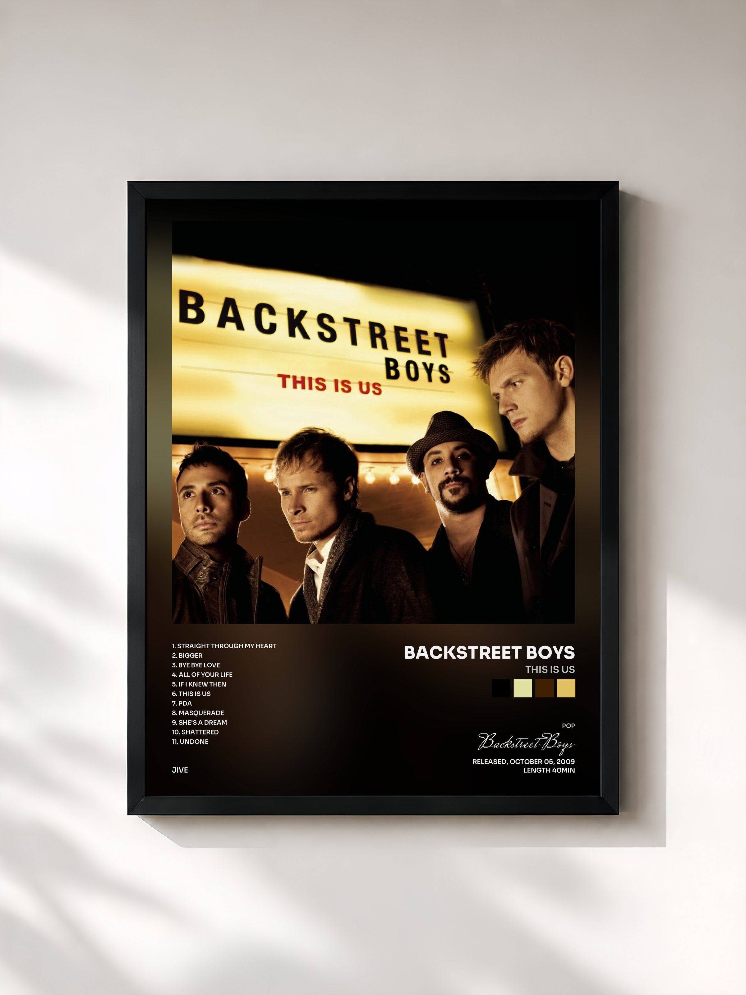 #noir Tableau de l'album This Is Us de Backstreet Boys, cadre noir, imprimé et encadré en France