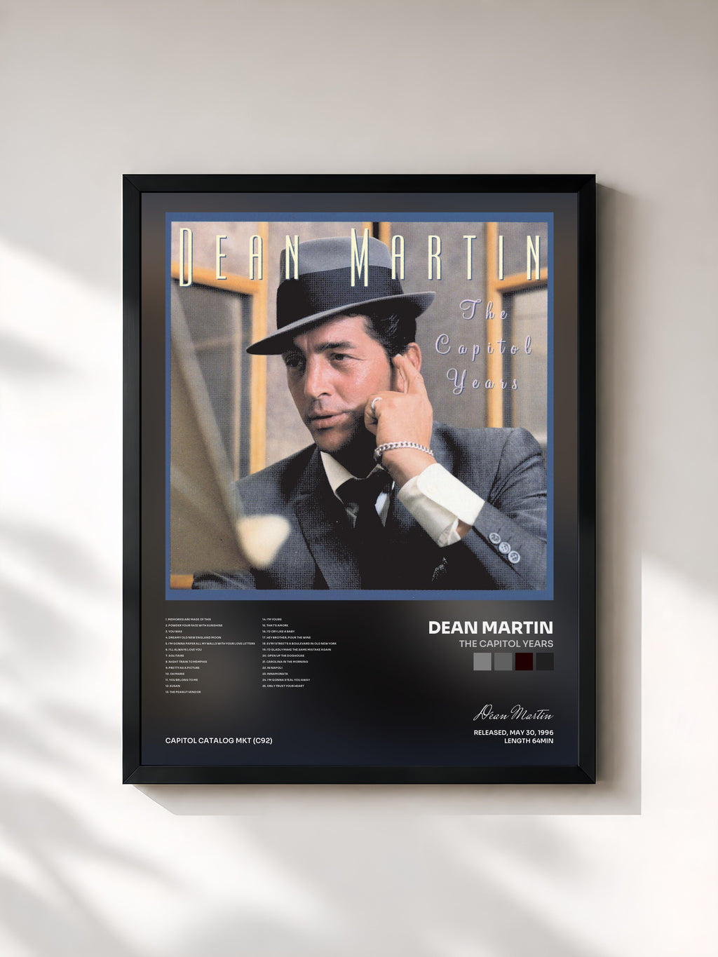 #noir Tableau de l'album The Capitol Years de Dean Martin, cadre noir, imprimé et encadré en France