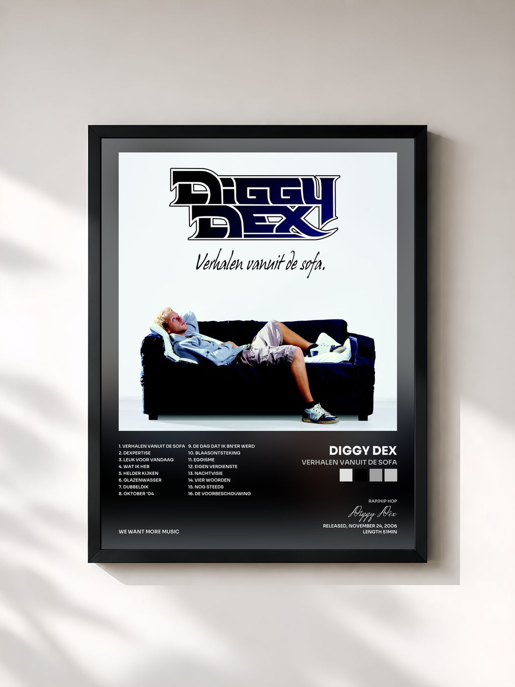 #noir Tableau de l'album Verhalen Vanuit De Sofa de Diggy Dex, cadre noir, imprimé et encadré en France