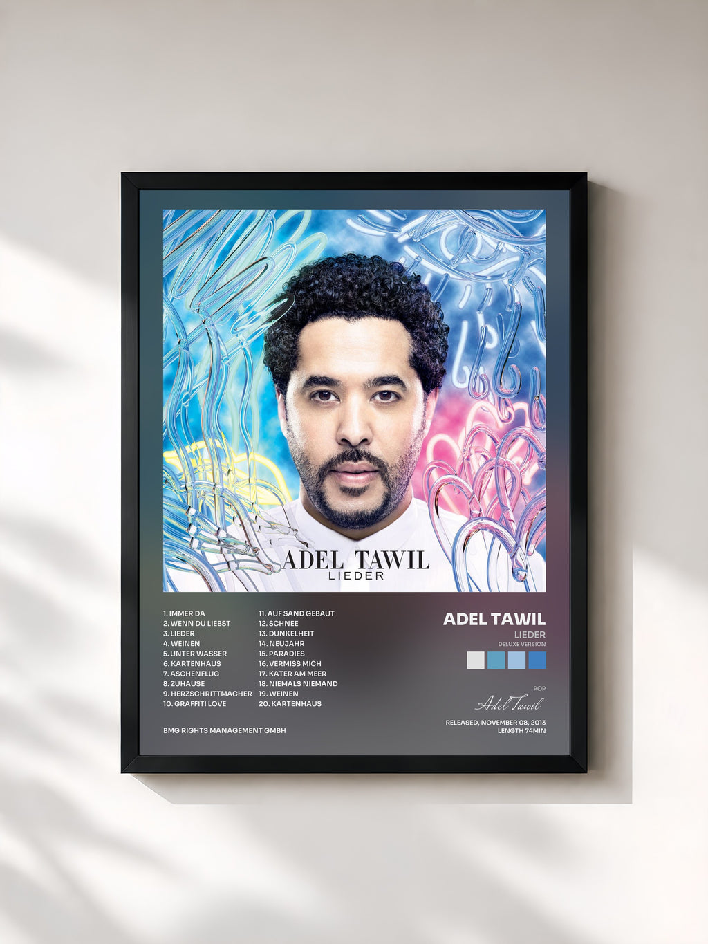 #noir Tableau de l'album Lieder (Deluxe Version) de Adel Tawil, cadre noir, imprimé et encadré en France