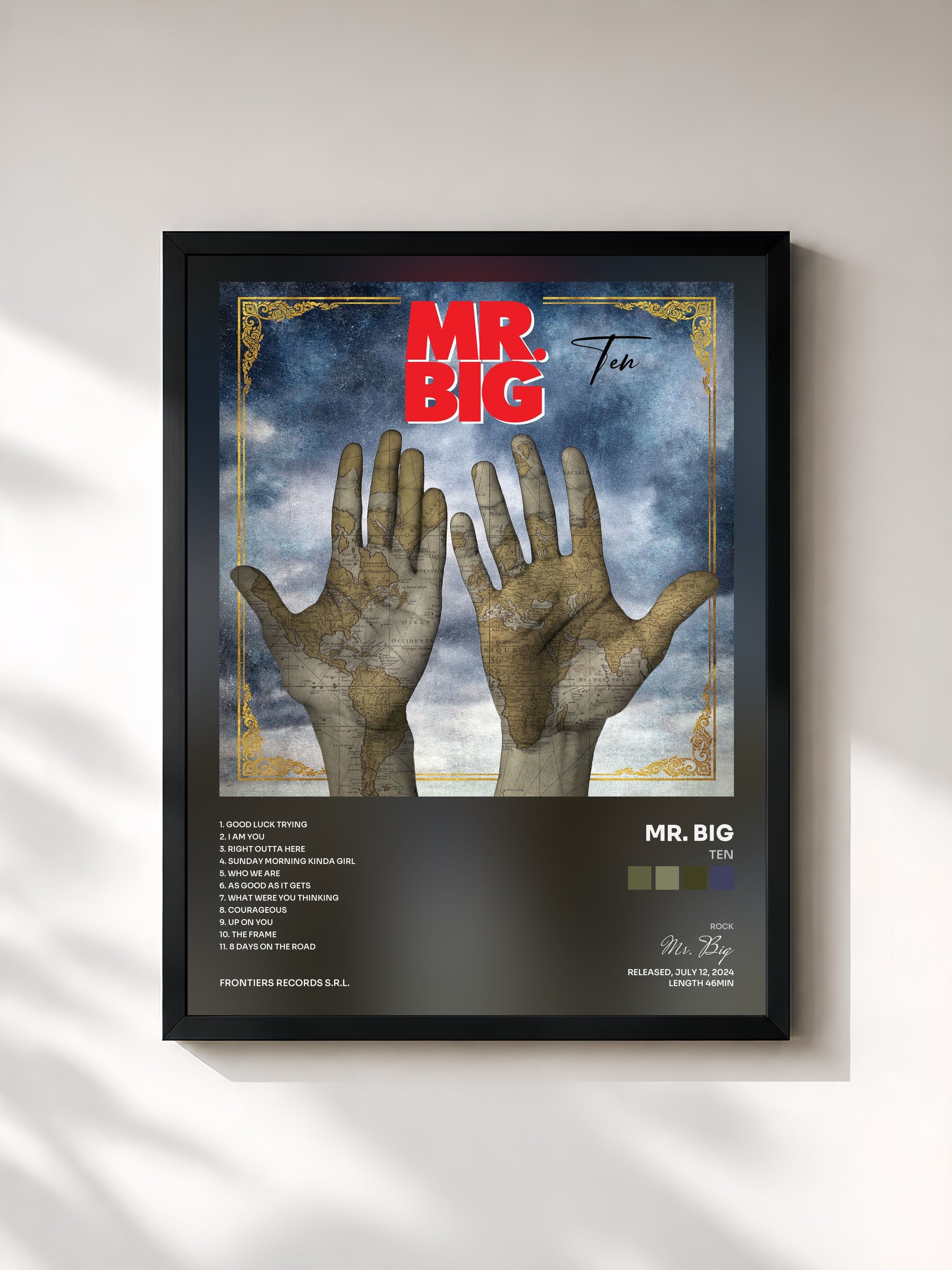 #noir Tableau de l'album Ten de Mr. Big, cadre noir, imprimé et encadré en France