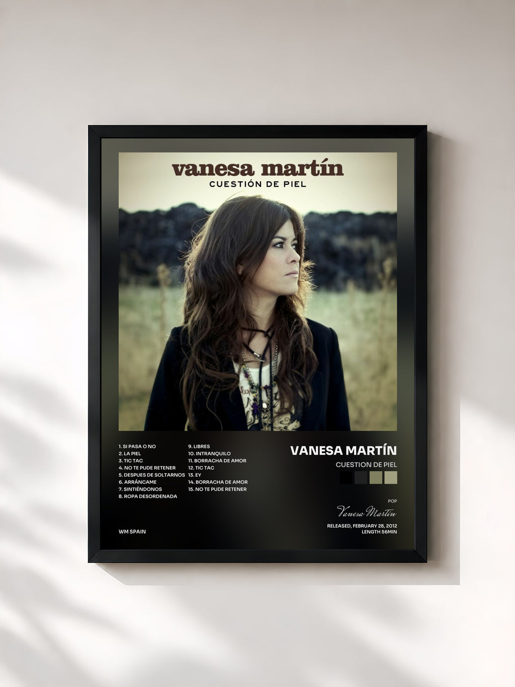 #noir Tableau de l'album Cuestion de piel de Vanesa Martín, cadre noir, imprimé et encadré en France