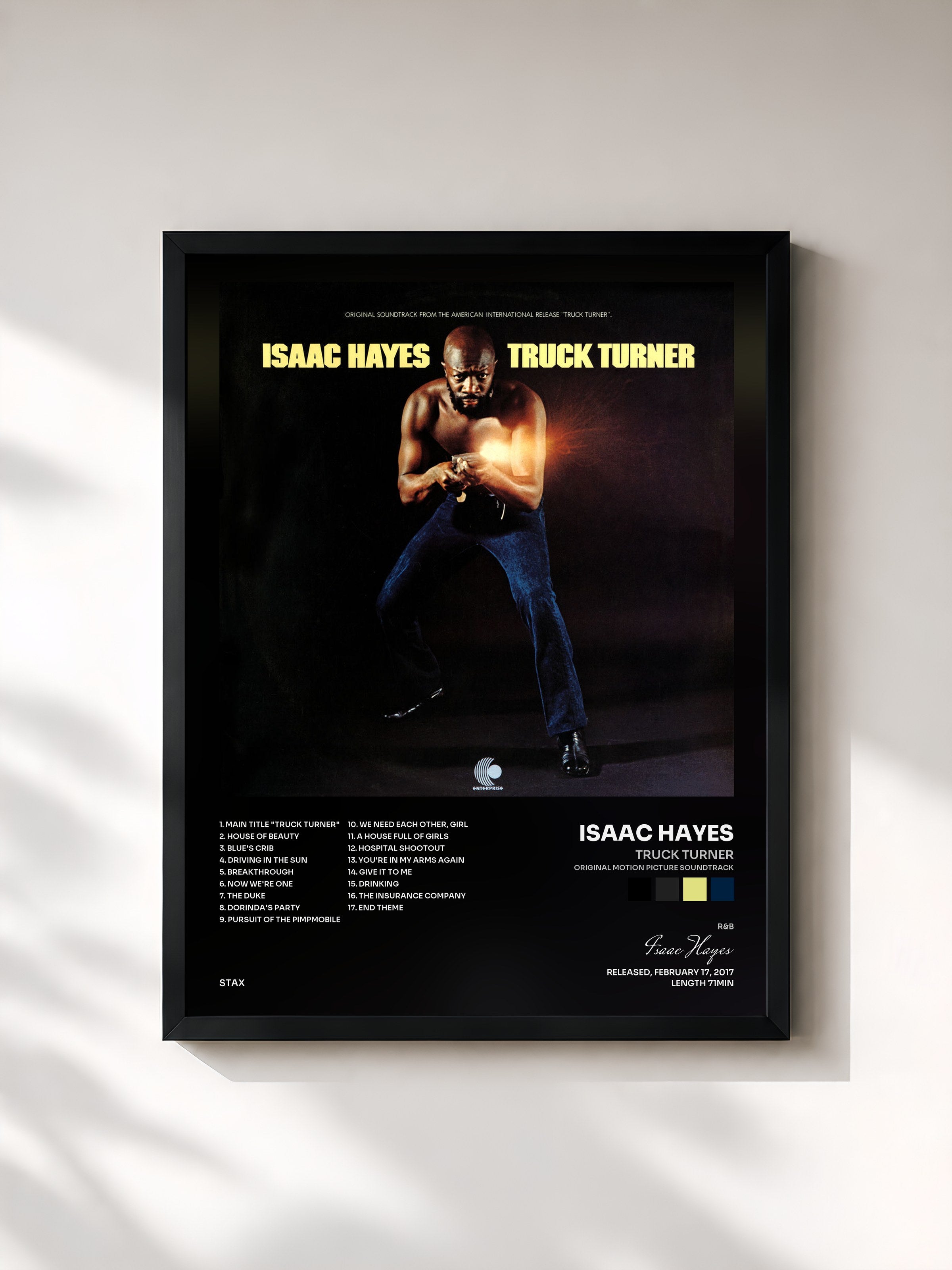 #noir Tableau de l'album Truck Turner (Original Motion Picture Soundtrack) de Isaac Hayes, cadre noir, imprimé et encadré en France