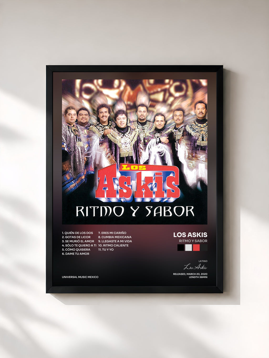 #noir Tableau de l'album Ritmo Y Sabor de Los Askis, cadre noir, imprimé et encadré en France