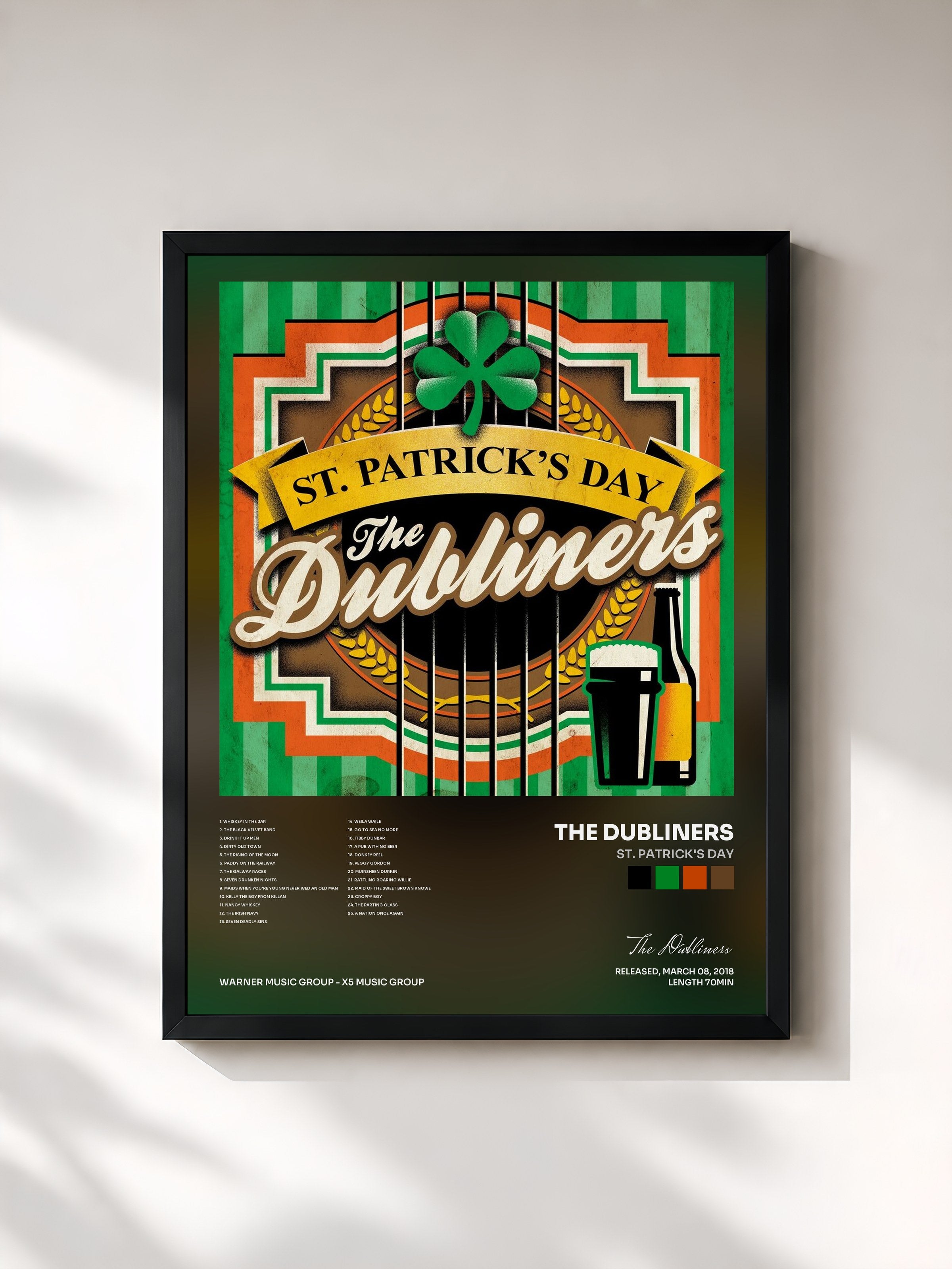 #noir Tableau de l'album St. Patrick's Day de The Dubliners, cadre noir, imprimé et encadré en France