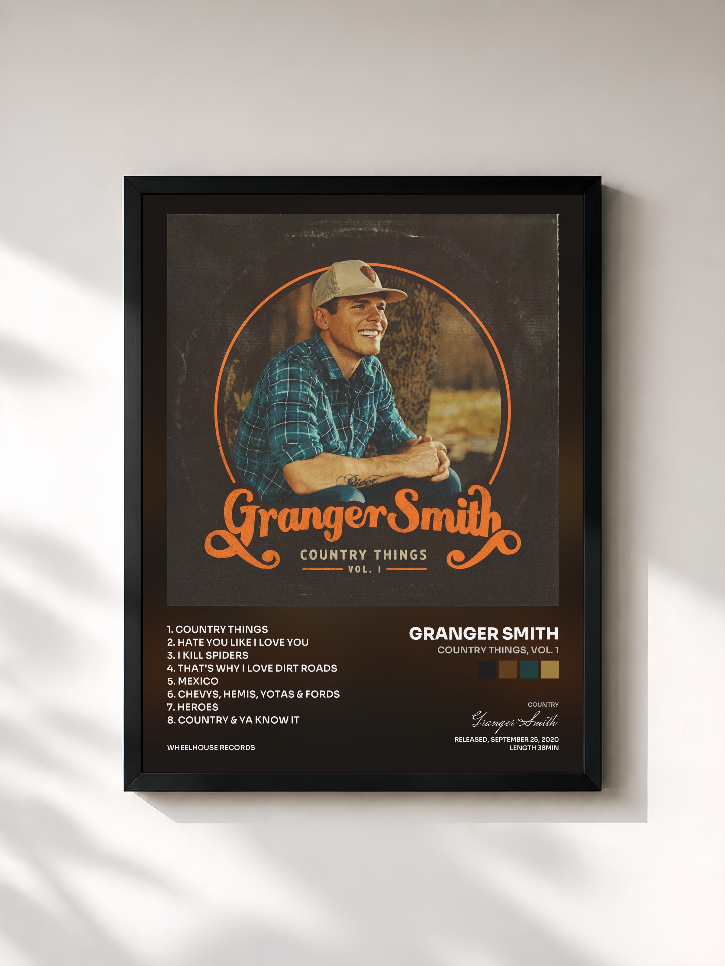 #noir Tableau de l'album Country Things, Vol. 1 de Granger Smith, cadre noir, imprimé et encadré en France