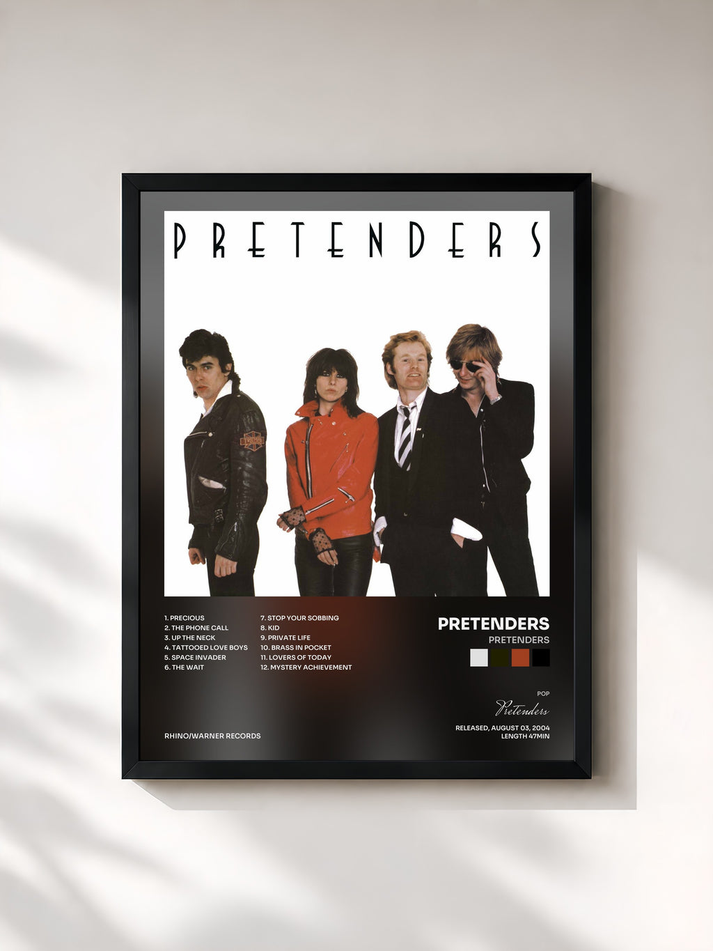 #noir Tableau de l'album Pretenders de Pretenders, cadre noir, imprimé et encadré en France