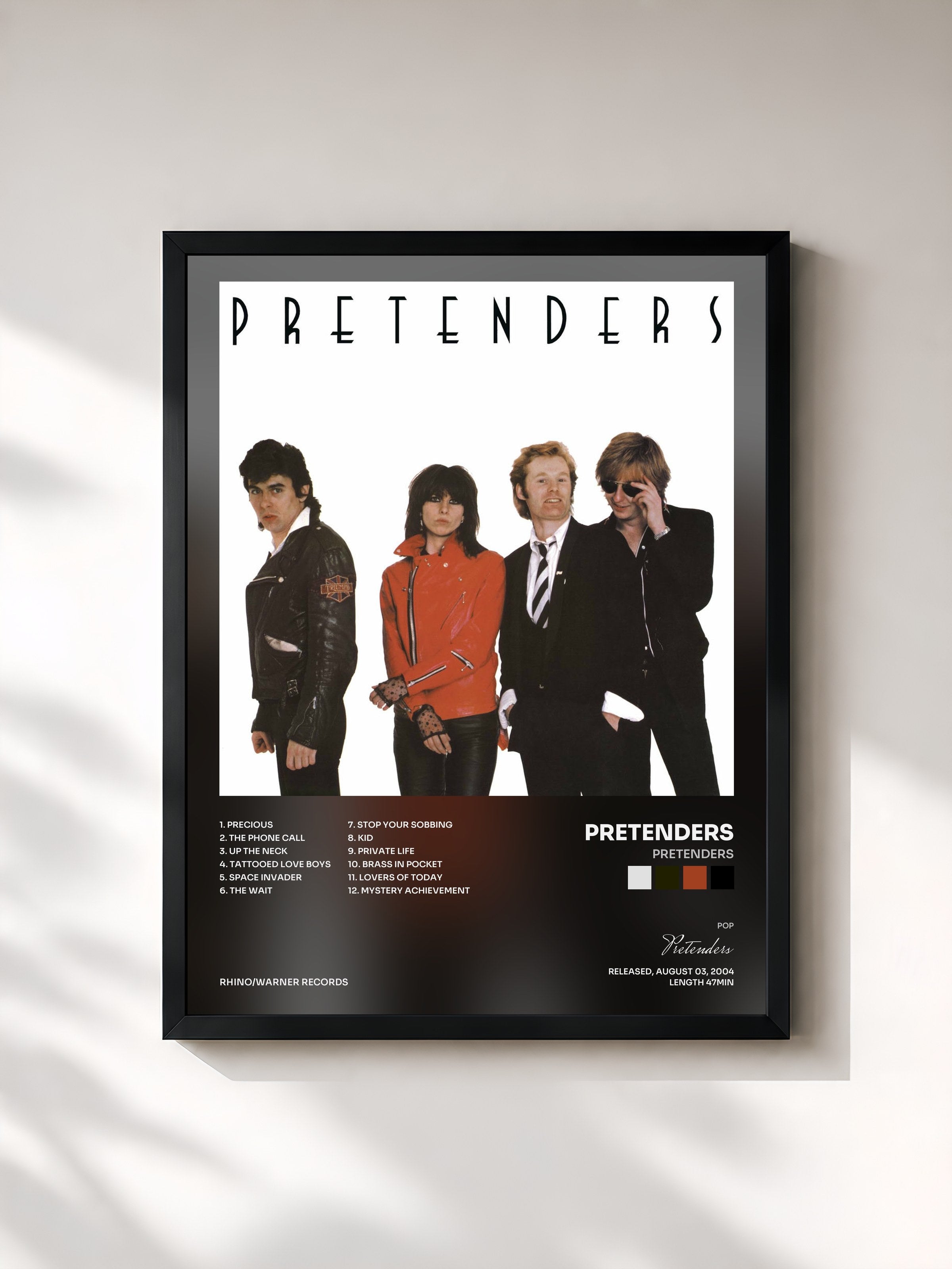 #noir Tableau de l'album Pretenders de Pretenders, cadre noir, imprimé et encadré en France
