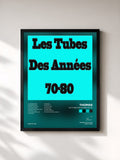 #noir Tableau de l'album Les tubes des années 70-80 de Thomas, cadre noir, imprimé et encadré en France