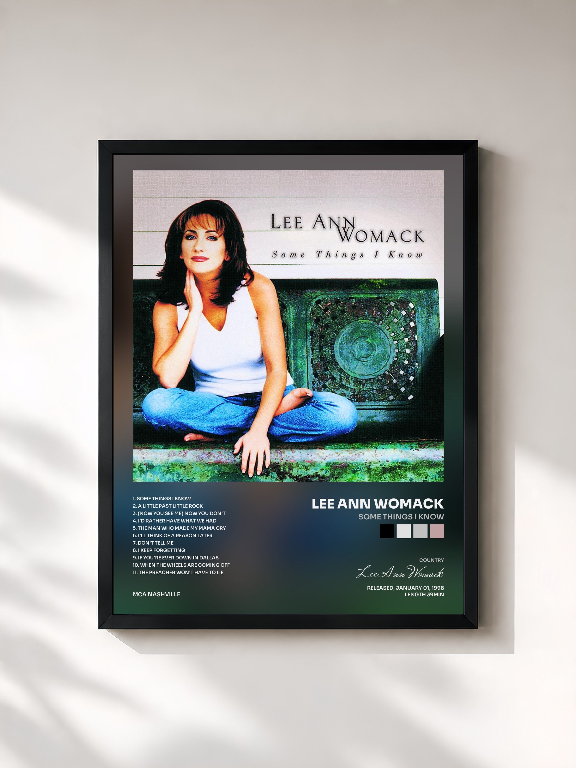 #noir Tableau de l'album Some Things I Know de Lee Ann Womack, cadre noir, imprimé et encadré en France