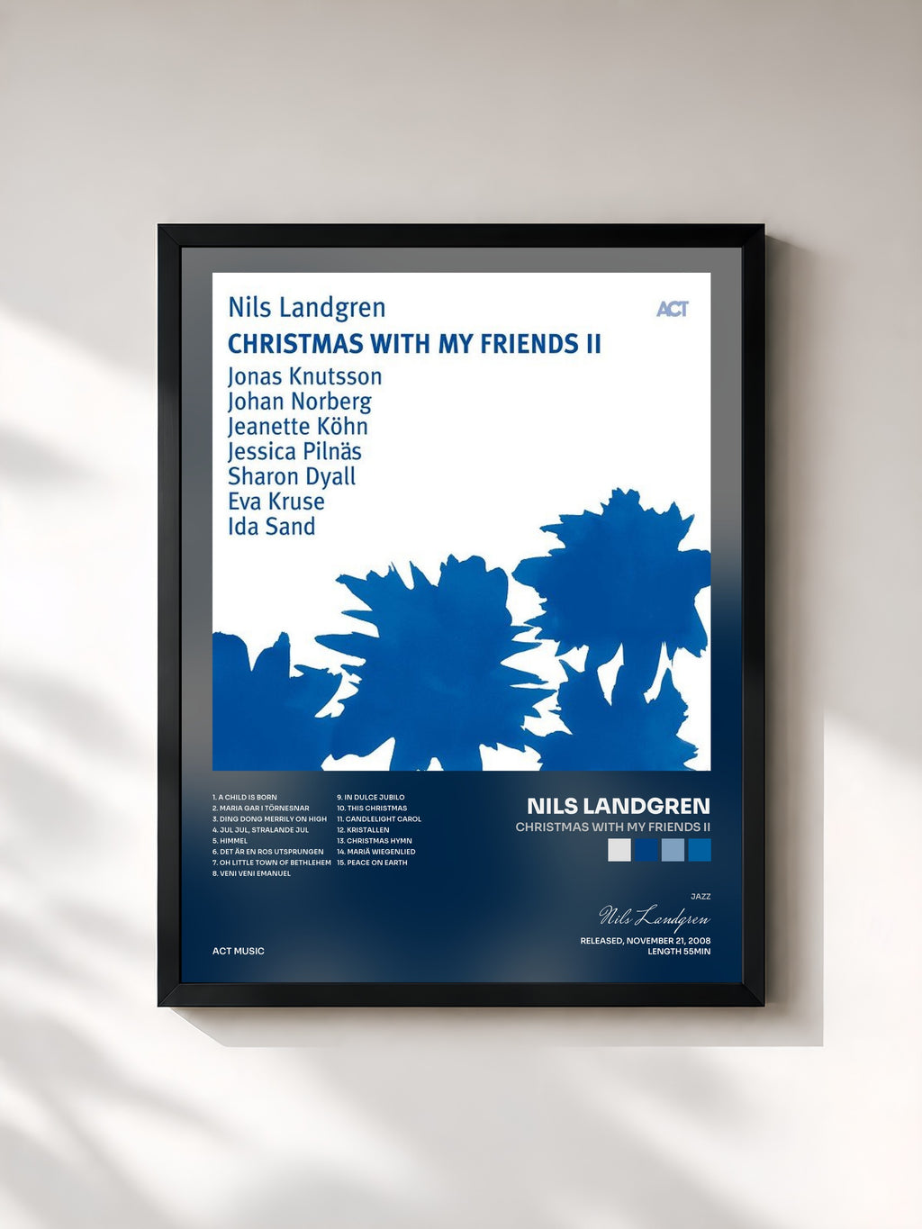 #noir Tableau de l'album Christmas with My Friends II de Nils Landgren, cadre noir, imprimé et encadré en France