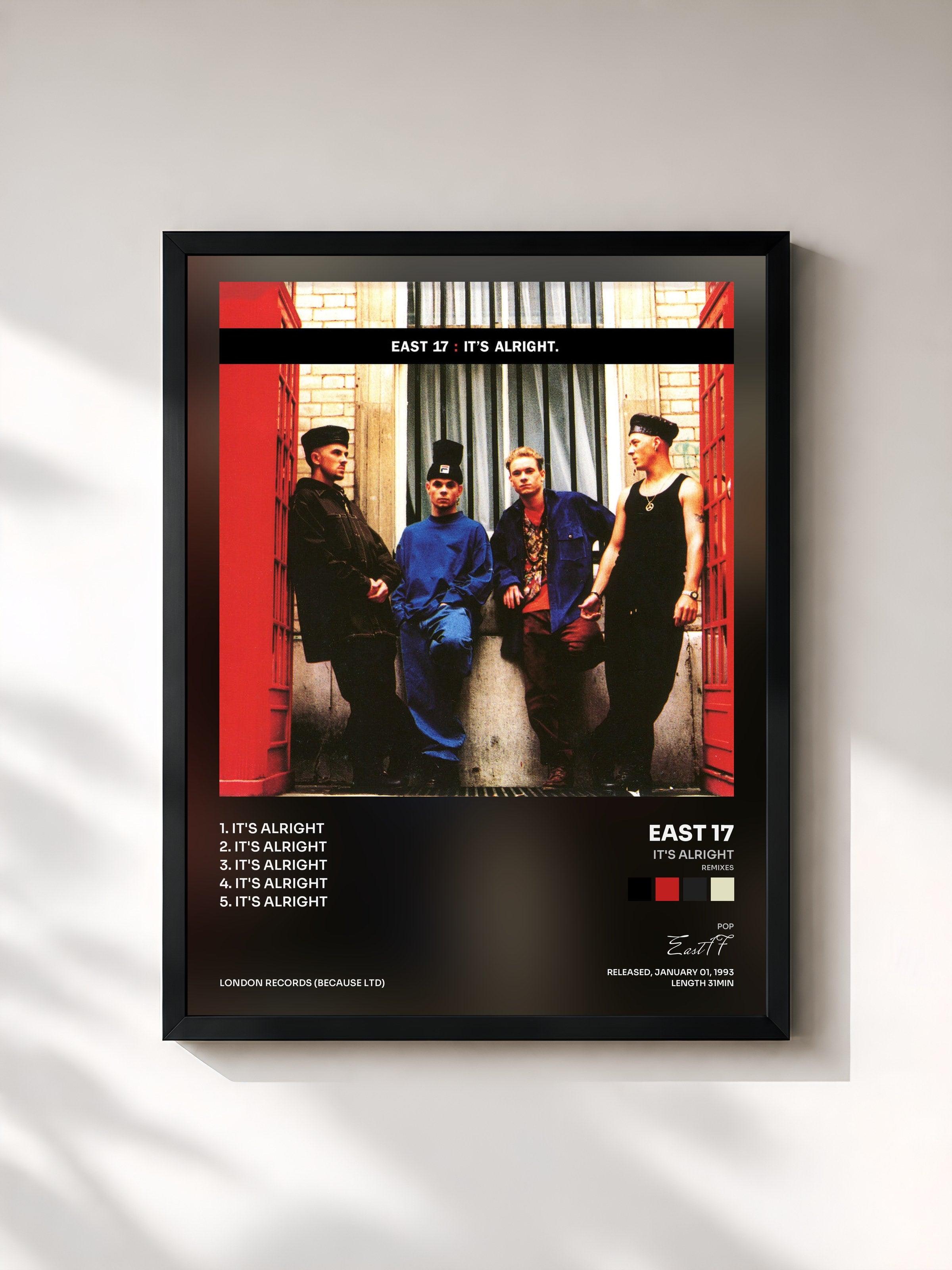 #noir Tableau de l'album It's Alright (Remixes) de East 17, cadre noir, imprimé et encadré en France