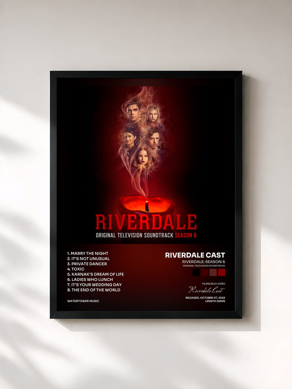 #noir Tableau de l'album Riverdale: Season 6 (Original Television Soundtrack) de Riverdale Cast, cadre noir, imprimé et encadré en France