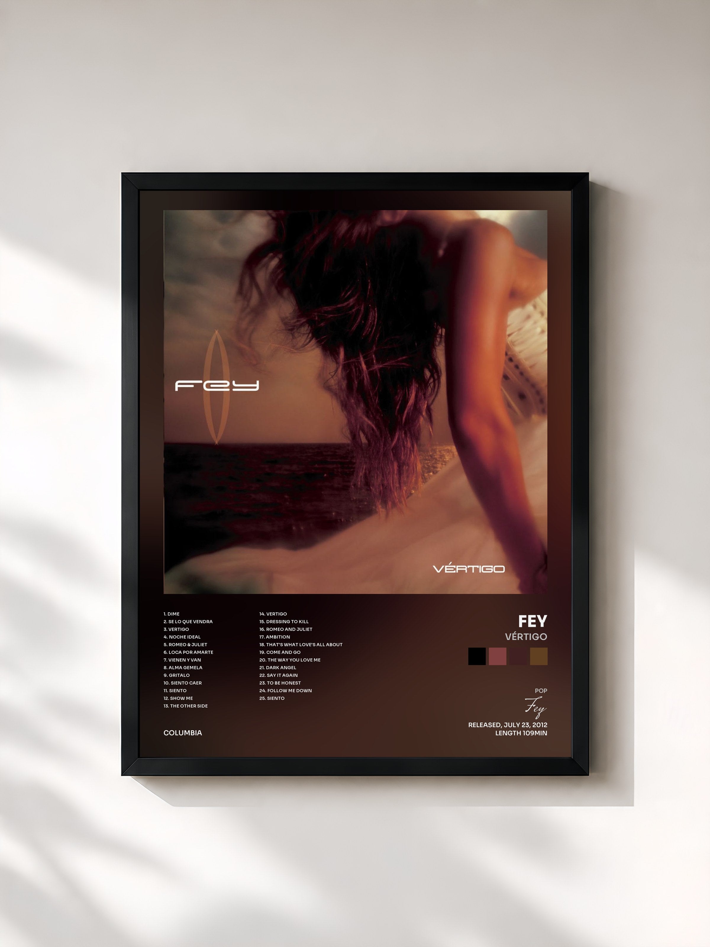 #noir Tableau de l'album Vértigo de Fey, cadre noir, imprimé et encadré en France