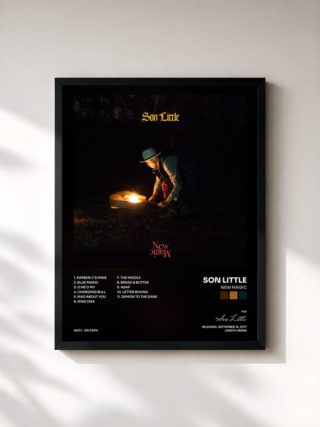 #noir Tableau de l'album New Magic de Son Little, cadre noir, imprimé et encadré en France