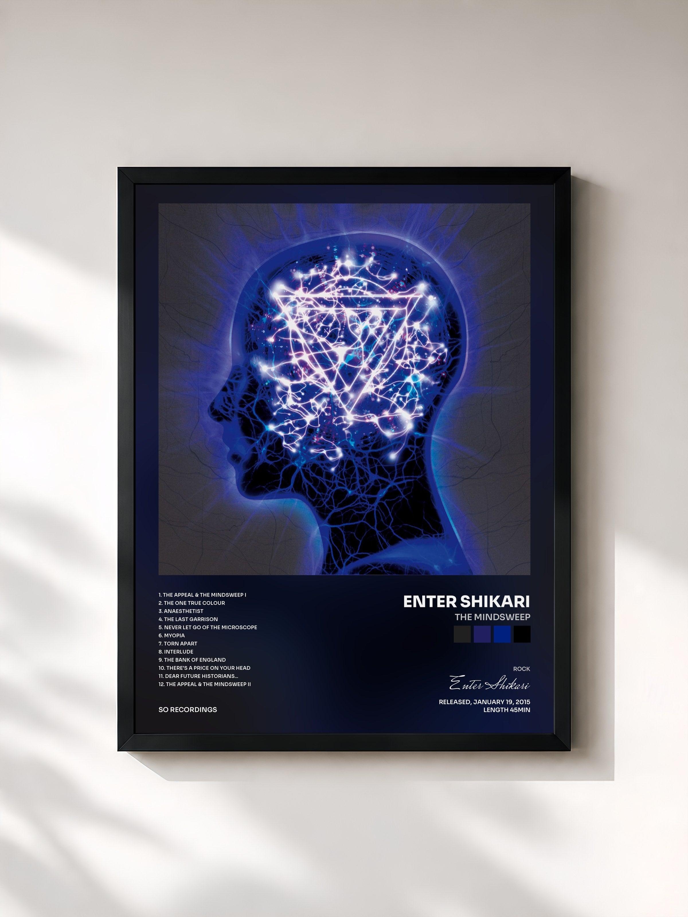 #noir Tableau de l'album The Mindsweep de Enter Shikari, cadre noir, imprimé et encadré en France