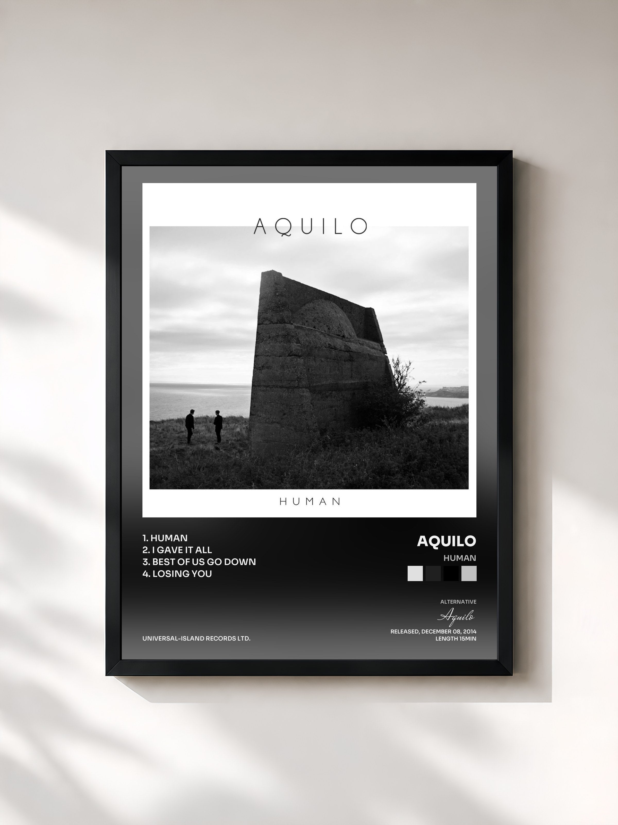 #noir Tableau de l'album Human de Aquilo, cadre noir, imprimé et encadré en France