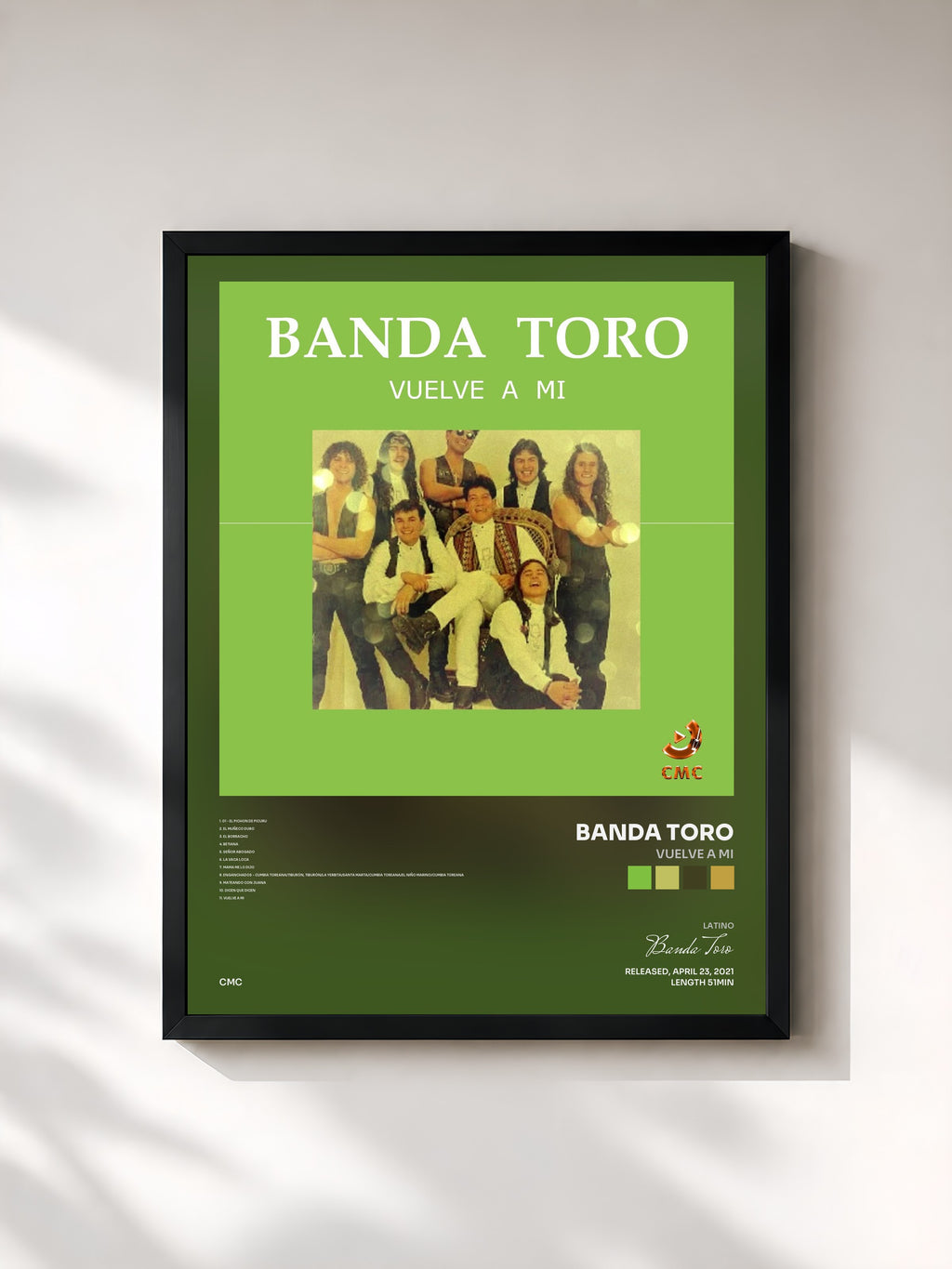 #noir Tableau de l'album Vuelve a Mi de Banda Toro, cadre noir, imprimé et encadré en France