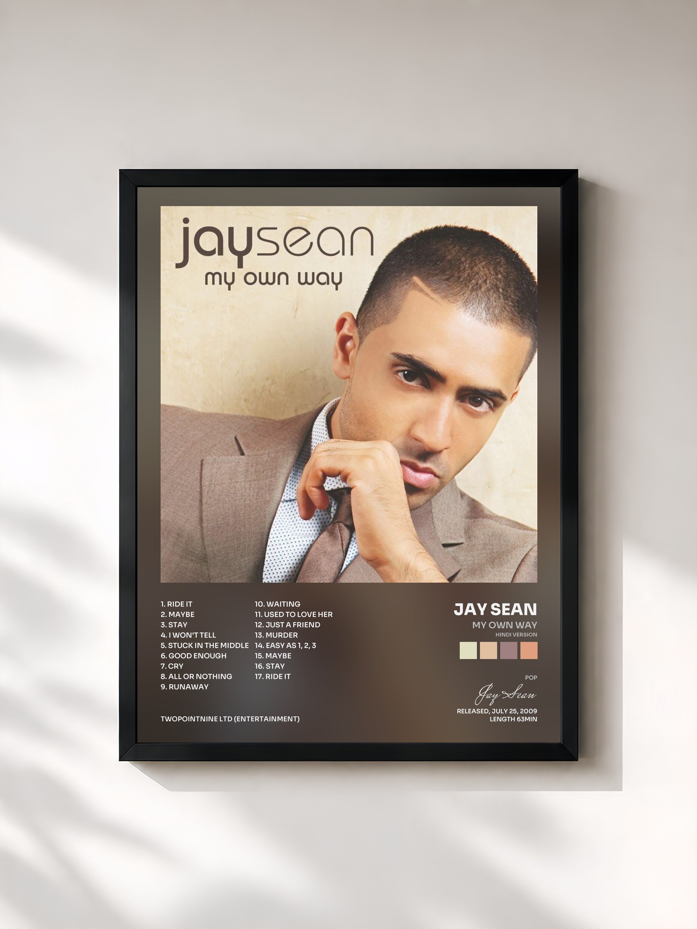#noir Tableau de l'album My Own Way (Hindi Version) de Jay Sean, cadre noir, imprimé et encadré en France
