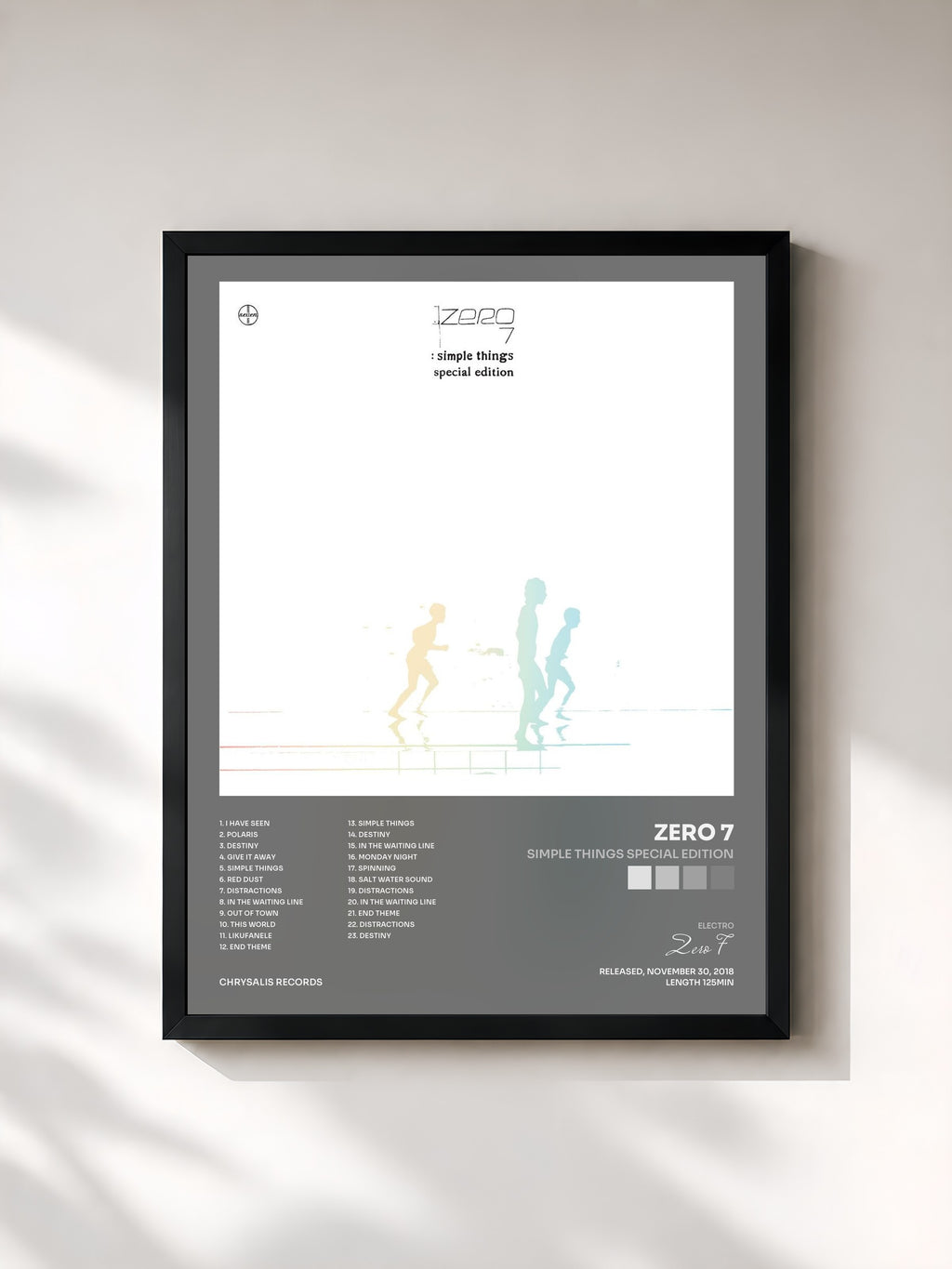 #noir Tableau de l'album Simple Things Special Edition de Zero 7, cadre noir, imprimé et encadré en France