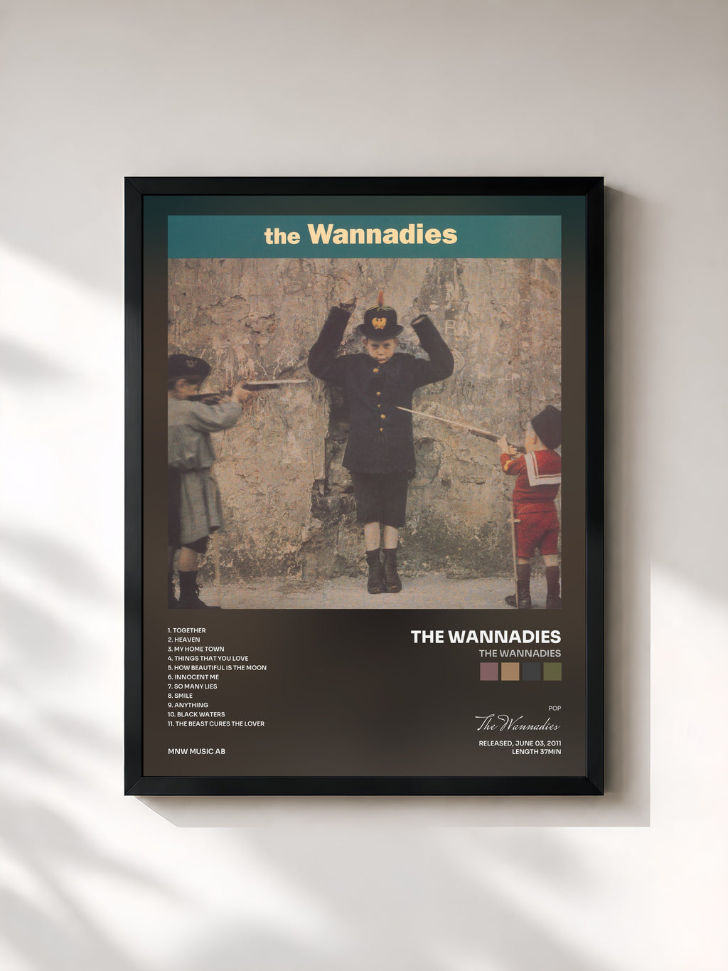 #noir Tableau de l'album The Wannadies de The Wannadies, cadre noir, imprimé et encadré en France
