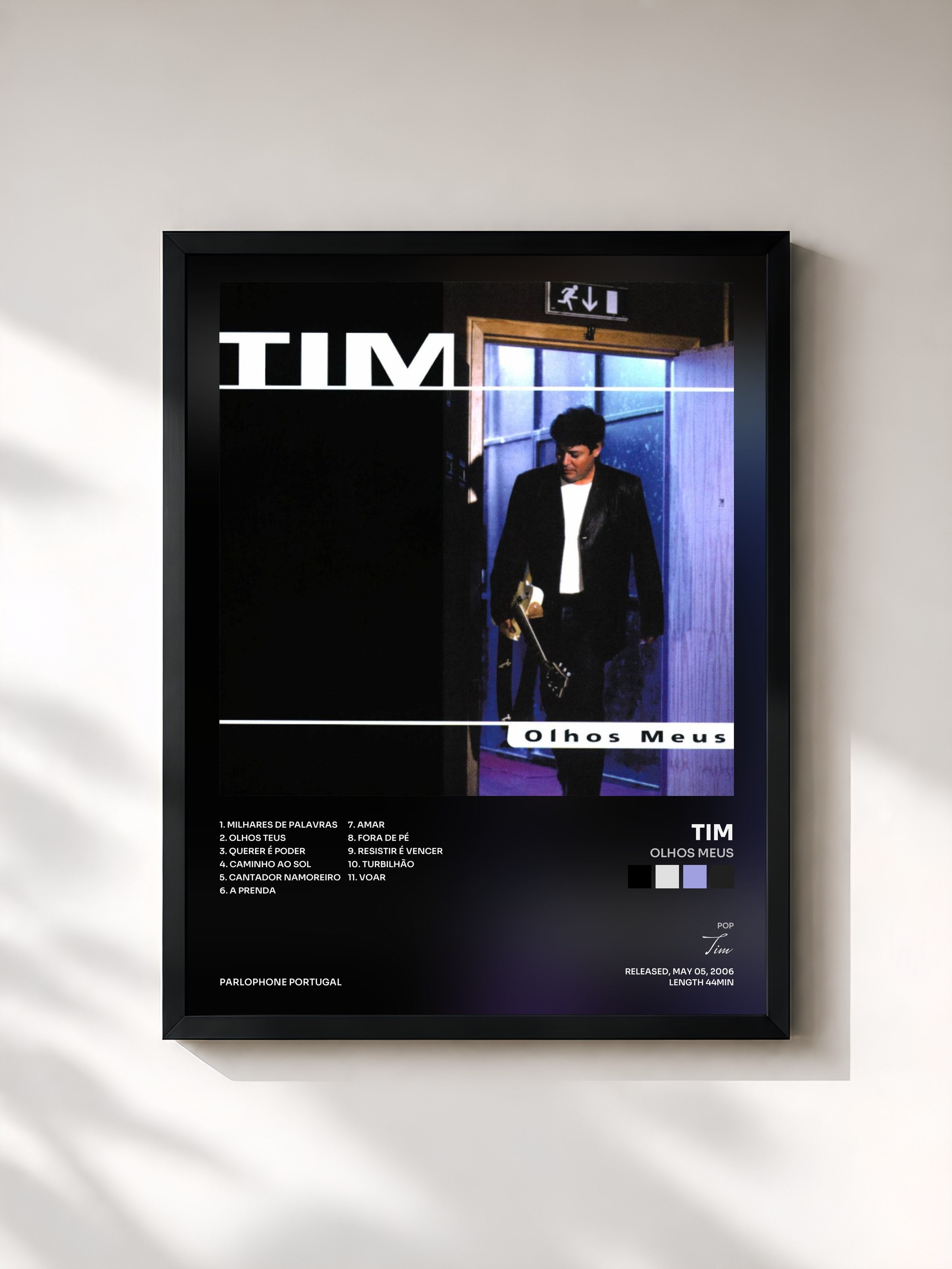#noir Tableau de l'album Olhos Meus de Tim, cadre noir, imprimé et encadré en France