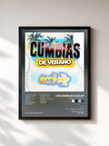 #noir Tableau de l'album CUMBIAS DE VERANO de Los Angeles Azules, cadre noir, imprimé et encadré en France