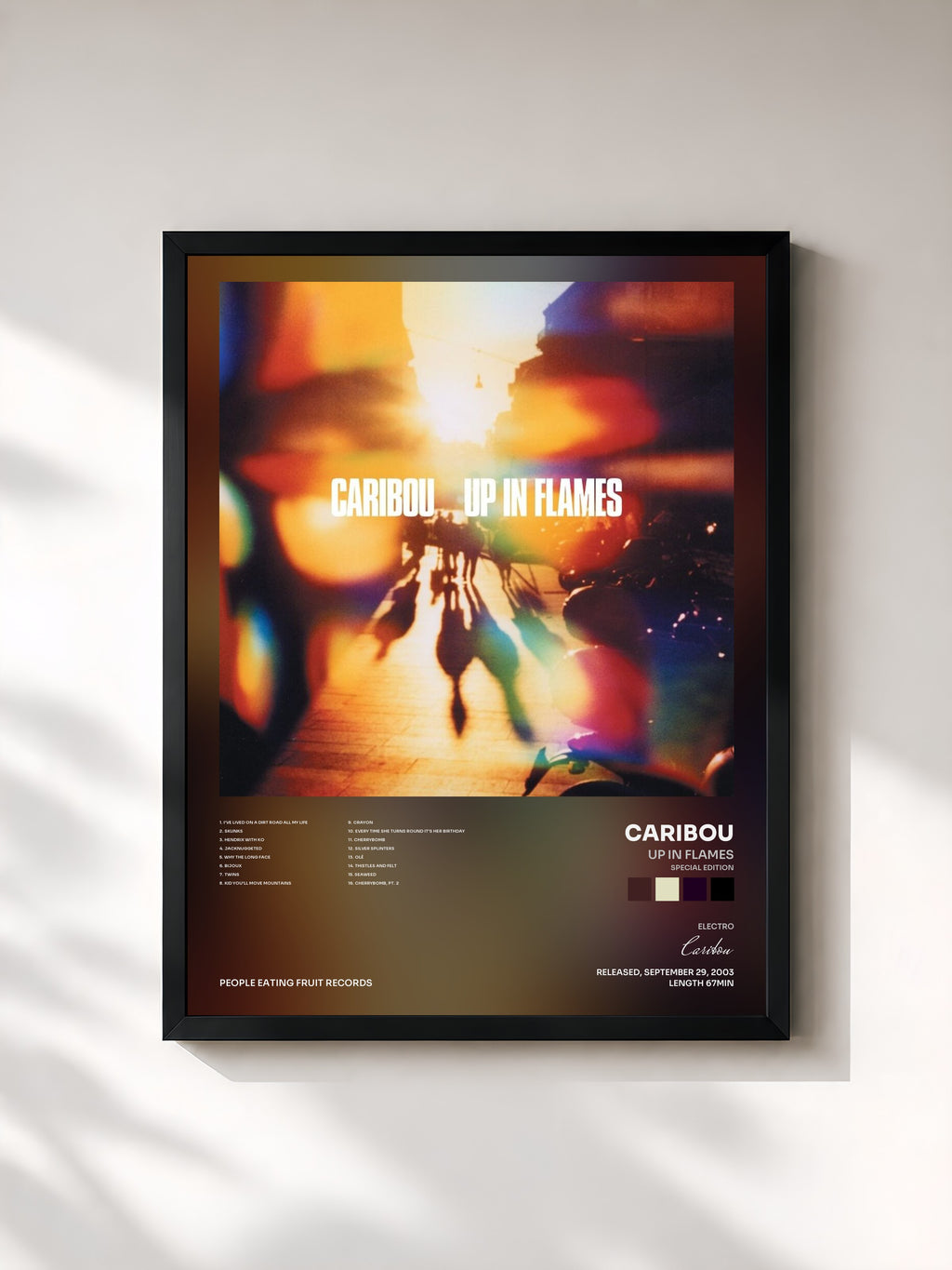 #noir Tableau de l'album Up In Flames (Special Edition) de Caribou, cadre noir, imprimé et encadré en France