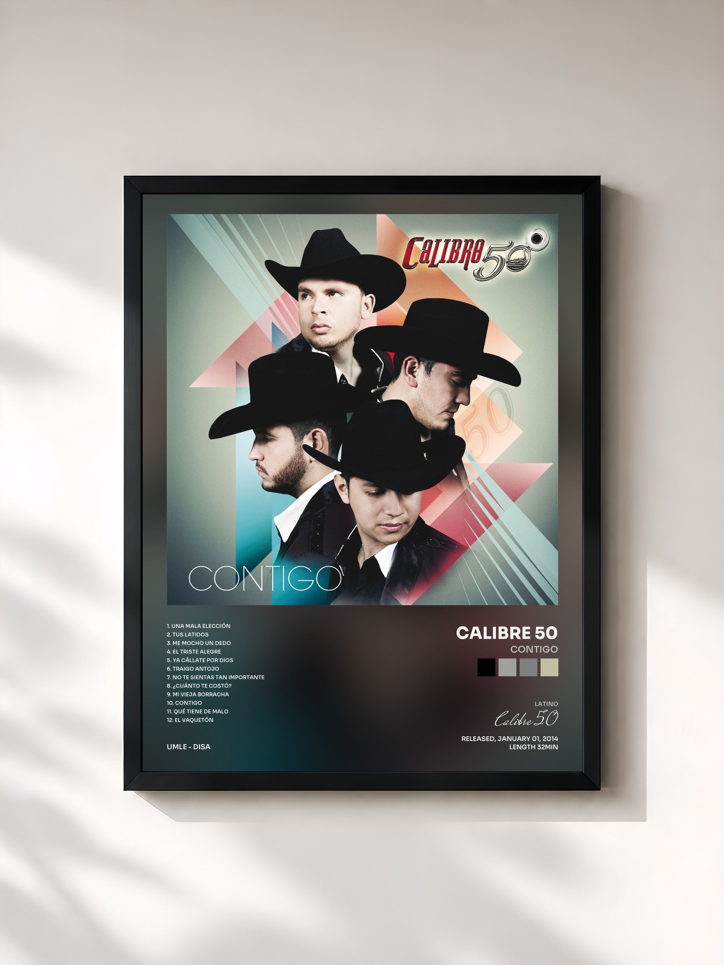 #noir Tableau de l'album Contigo de Calibre 50, cadre noir, imprimé et encadré en France