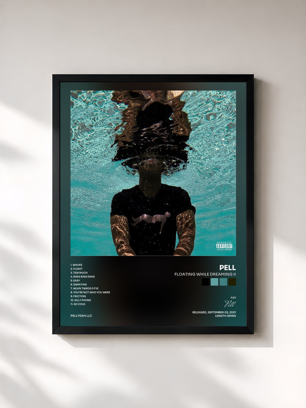 #noir Tableau de l'album Floating While Dreaming II de Pell, cadre noir, imprimé et encadré en France