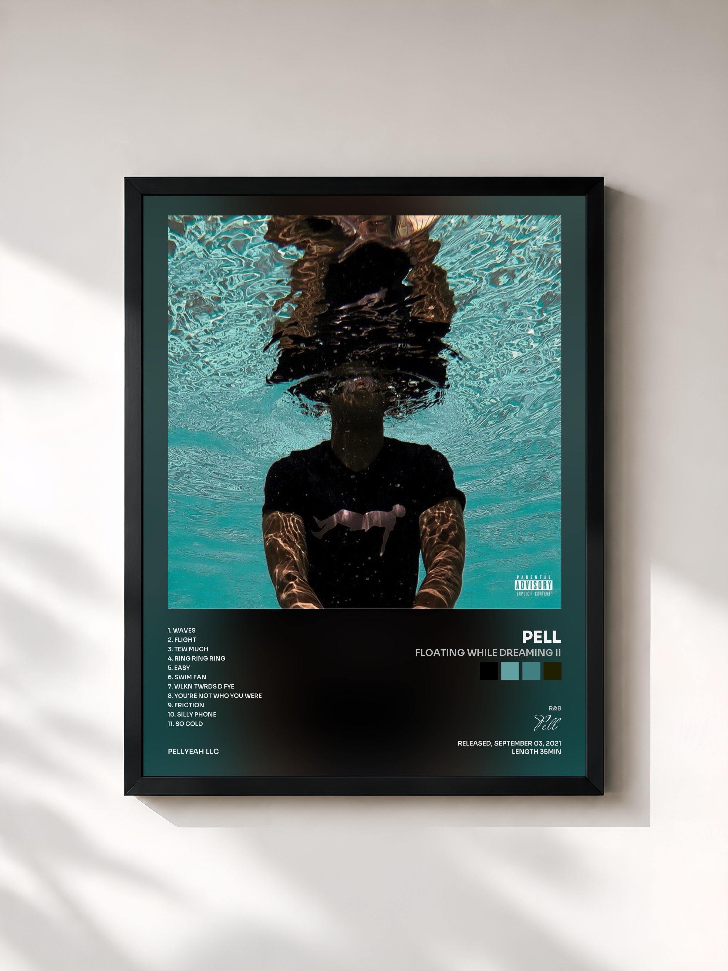 #noir Tableau de l'album Floating While Dreaming II de Pell, cadre noir, imprimé et encadré en France