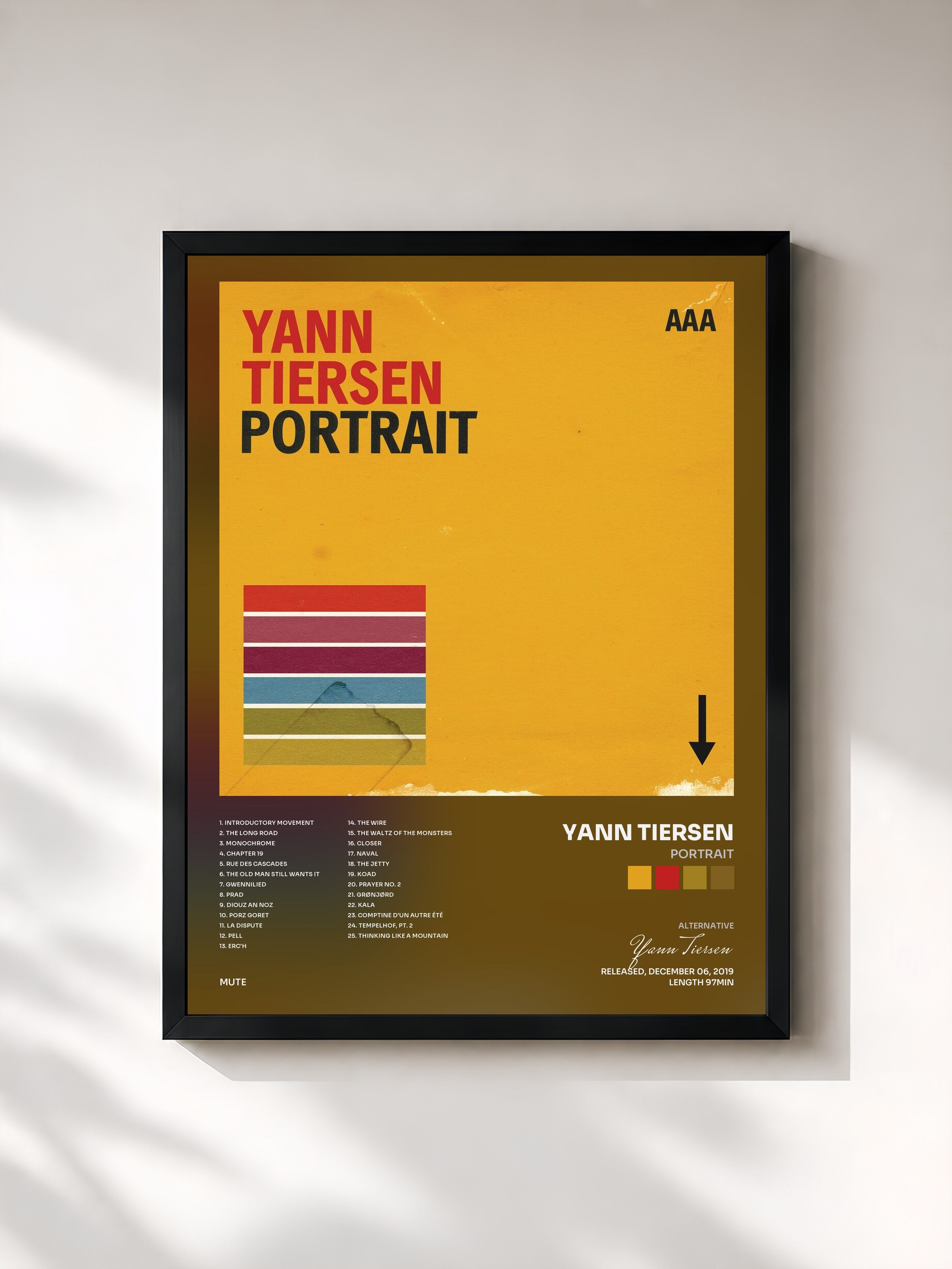 #noir Tableau de l'album Portrait de Yann Tiersen, cadre noir, imprimé et encadré en France