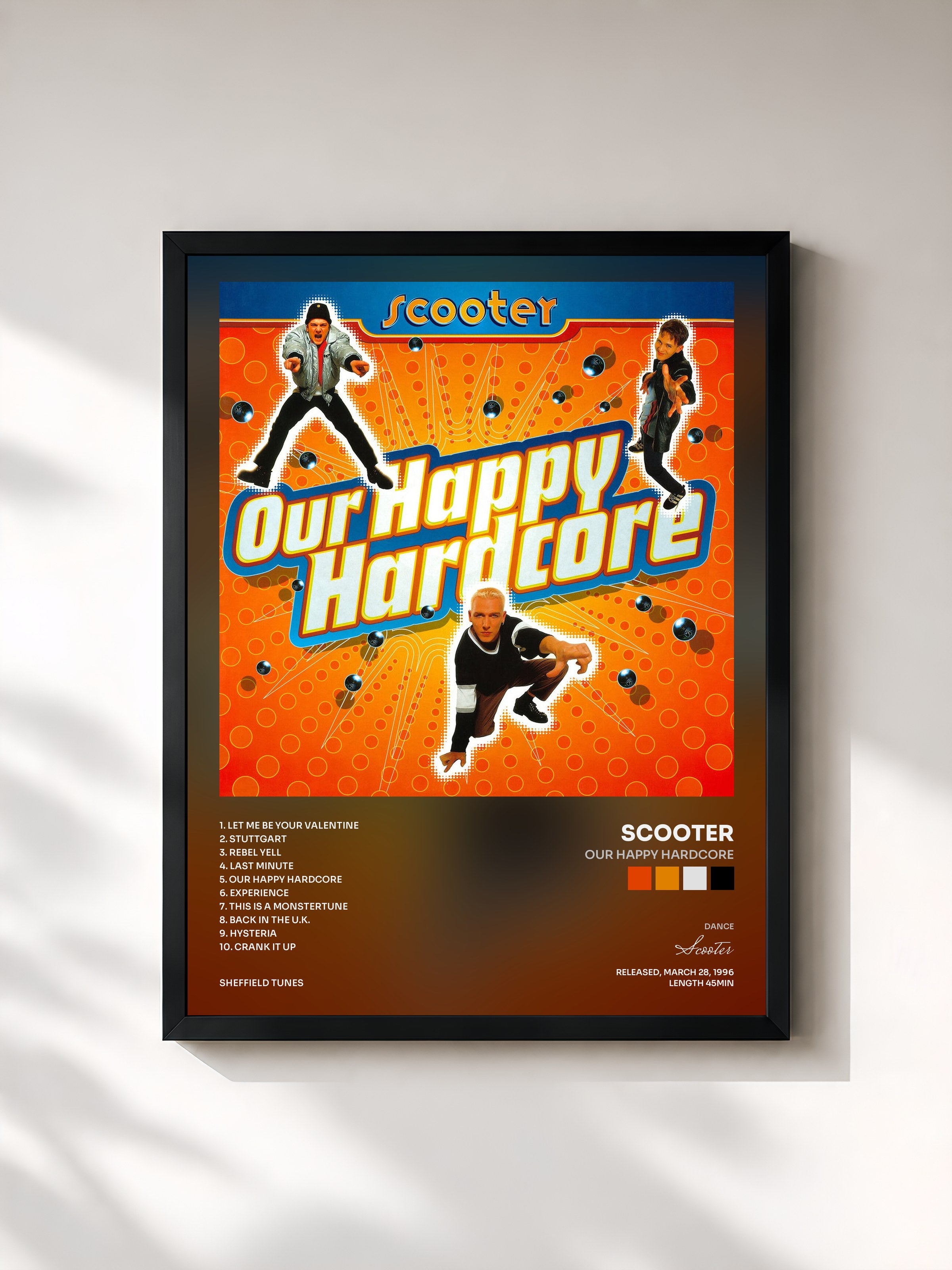#noir Tableau de l'album Our Happy Hardcore de Scooter, cadre noir, imprimé et encadré en France