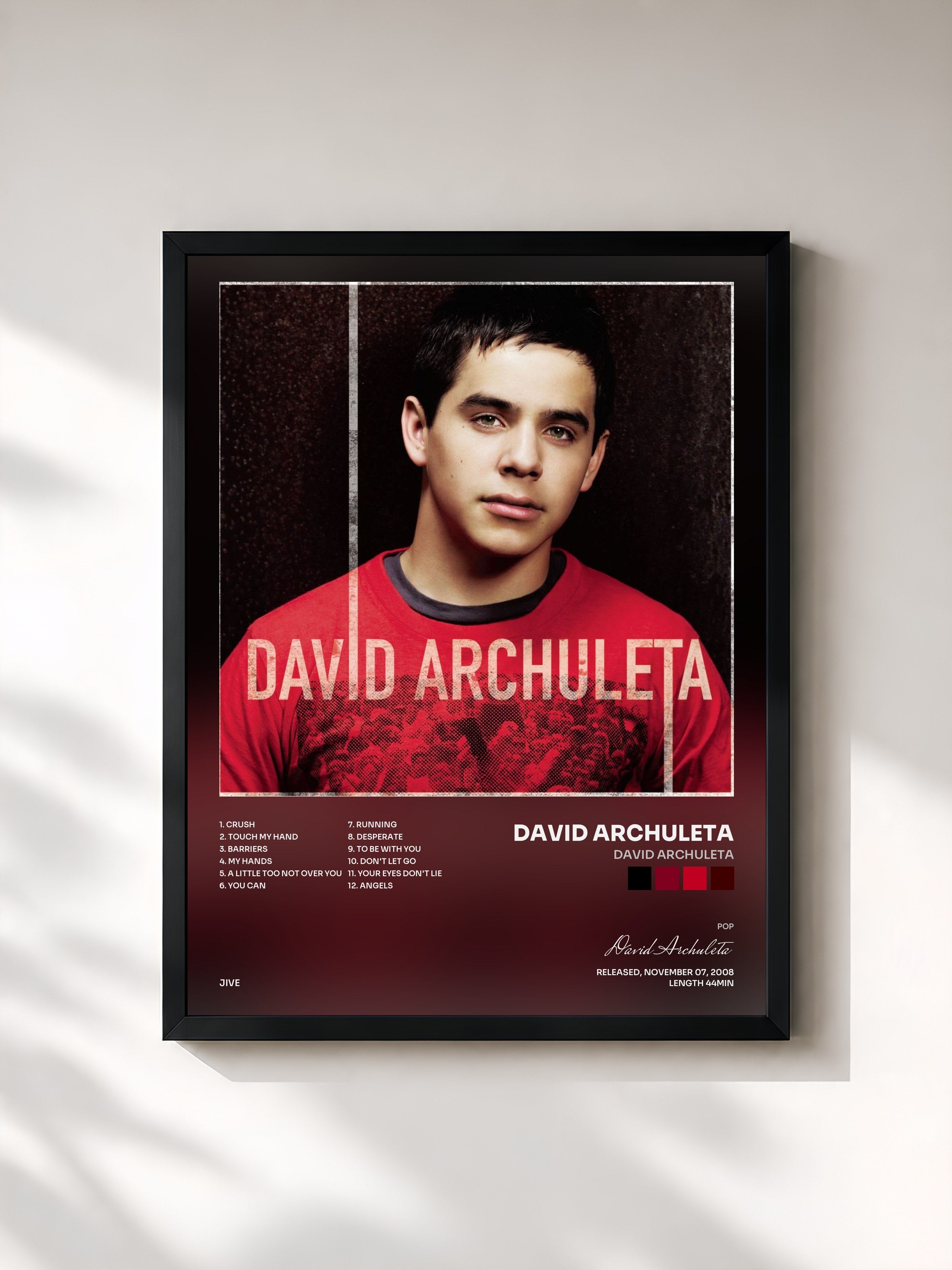 #noir Tableau de l'album David Archuleta de David Archuleta, cadre noir, imprimé et encadré en France
